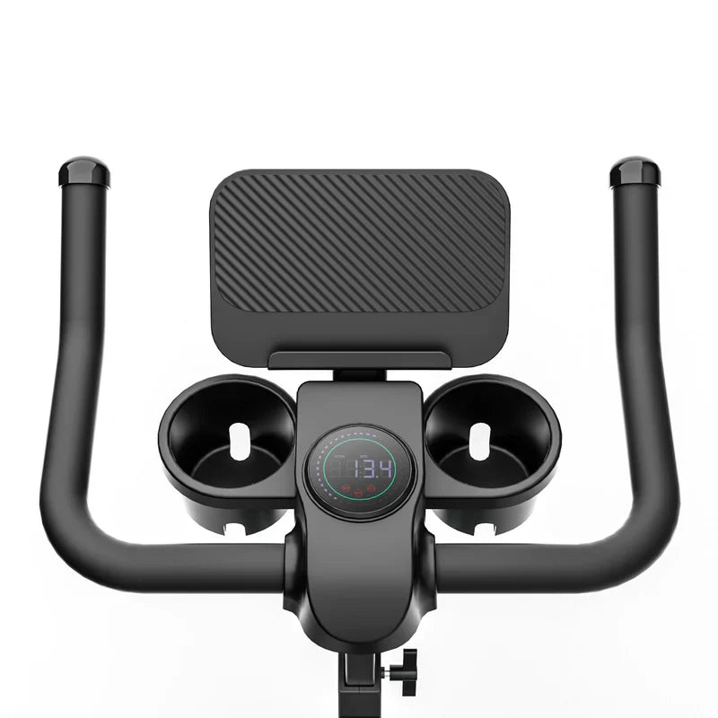 DeerRun S500 Vélo d'intérieur intelligent noir avec résistance magnétique réglable et ceinture silencieuse et application PitPat
