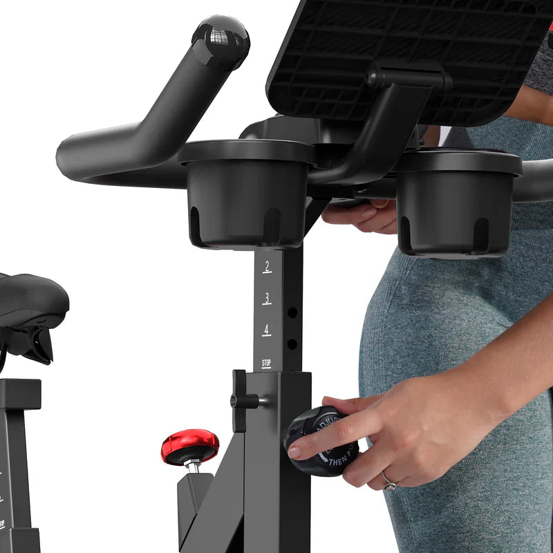 DeerRun S500 Vélo d'intérieur intelligent noir avec résistance magnétique réglable et ceinture silencieuse et application PitPat