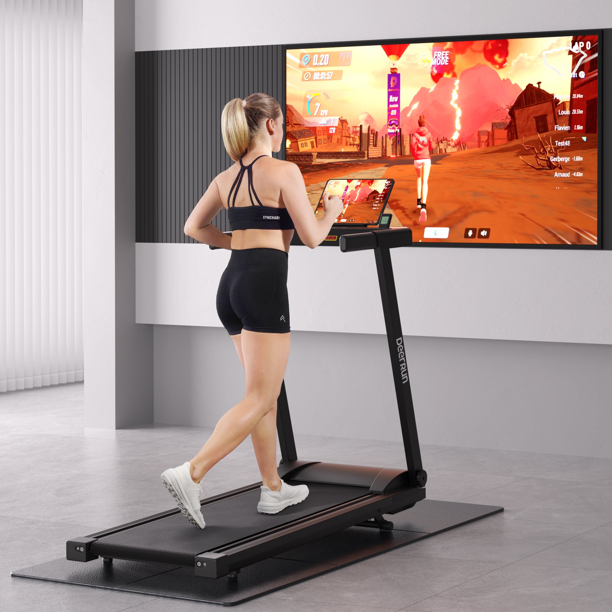 DeerRun A1 Urban-Tapis de course pliable intelligent avec inclinaison de 6 % et NFC | 158 kg, 16 km/h,Noir