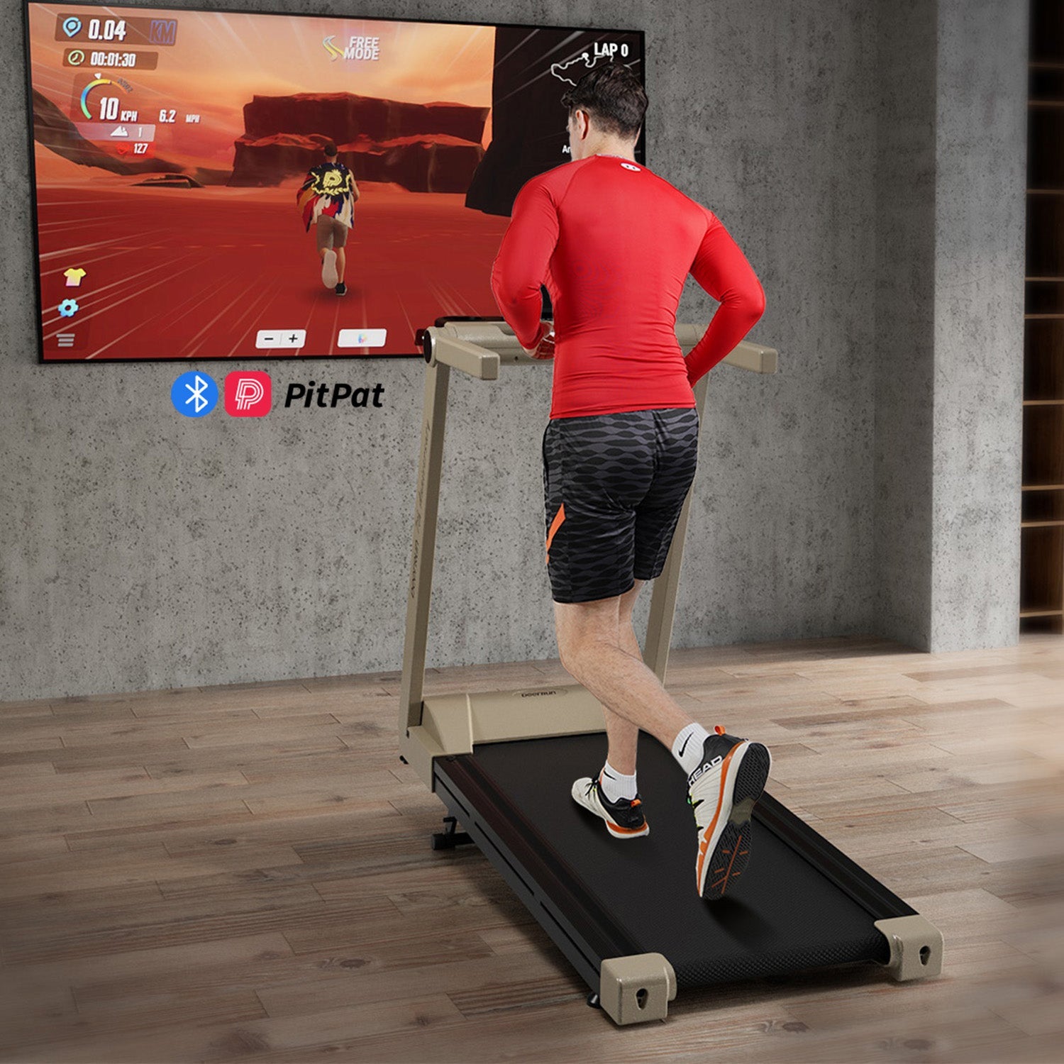 DeerRun A1 Pro Starlight-Tapis de course pliable Edition avec inclinaison de 6 %, Bluetooth et télécommande sans fil
