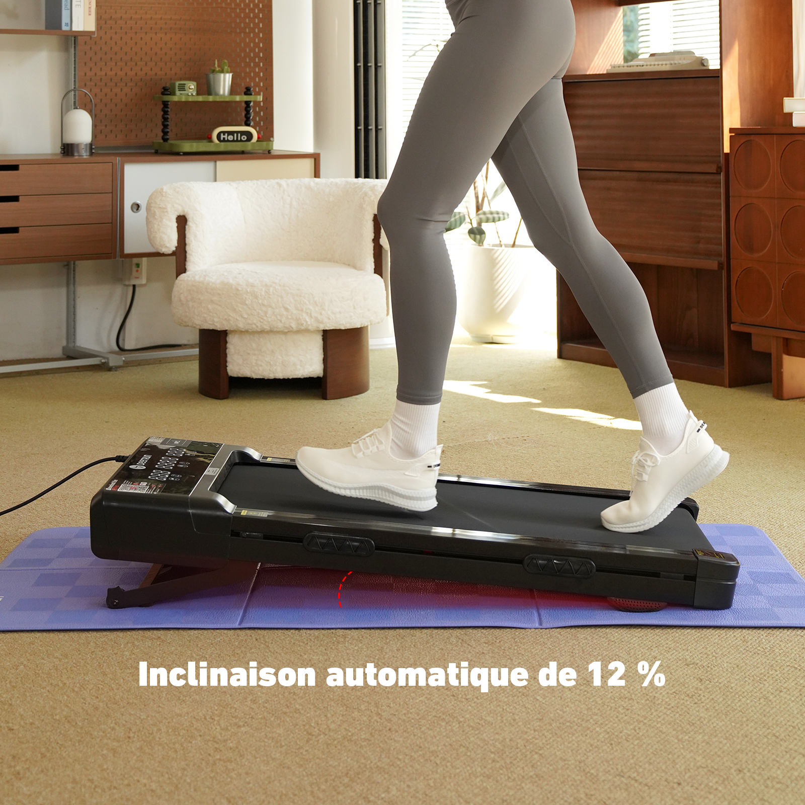 DeerRun Z10 Tapis de course Smart Walk avec inclinaison automatique de 12 % et télécommande