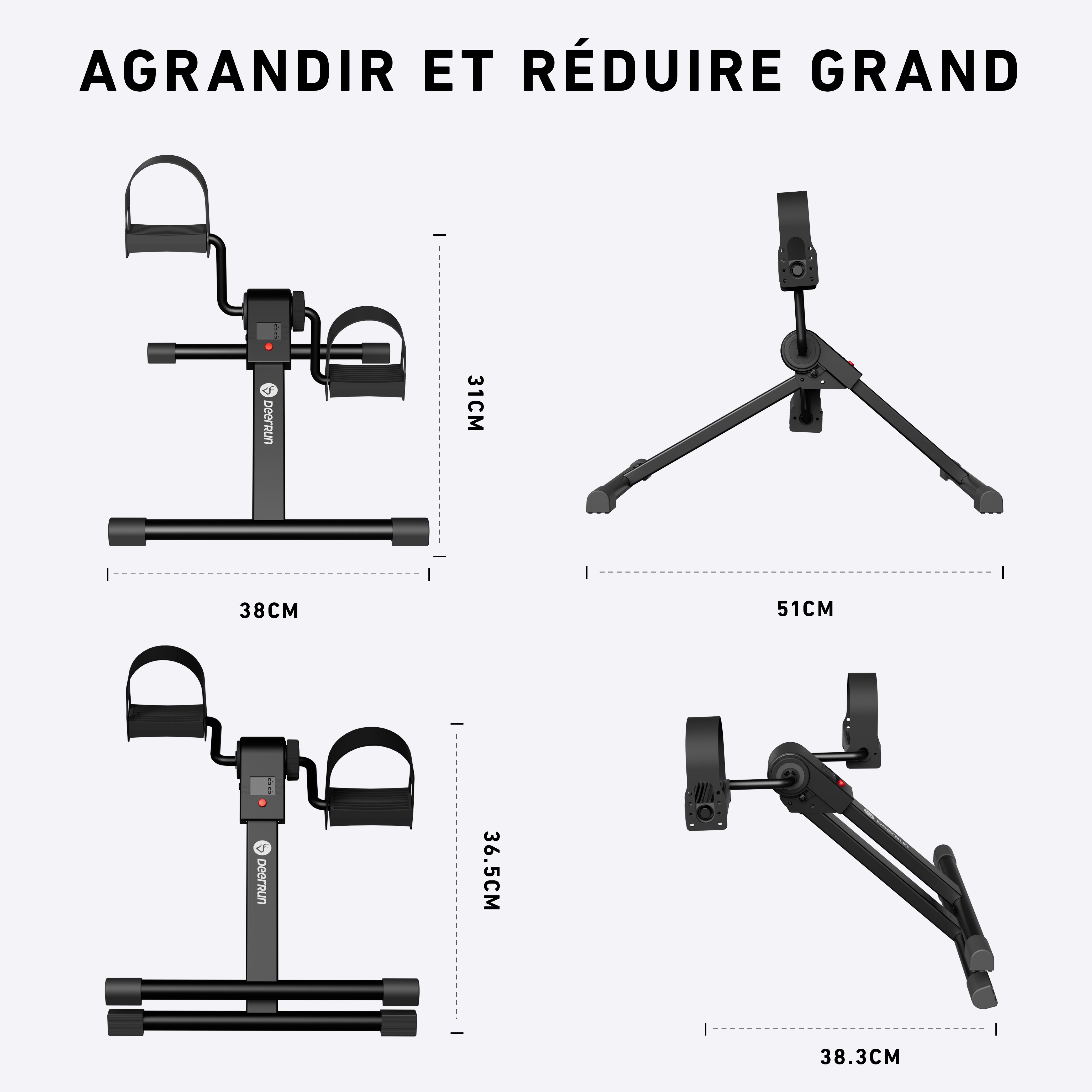 DeerRun O1 Vélo électrique placé sous la table, brûle des calories