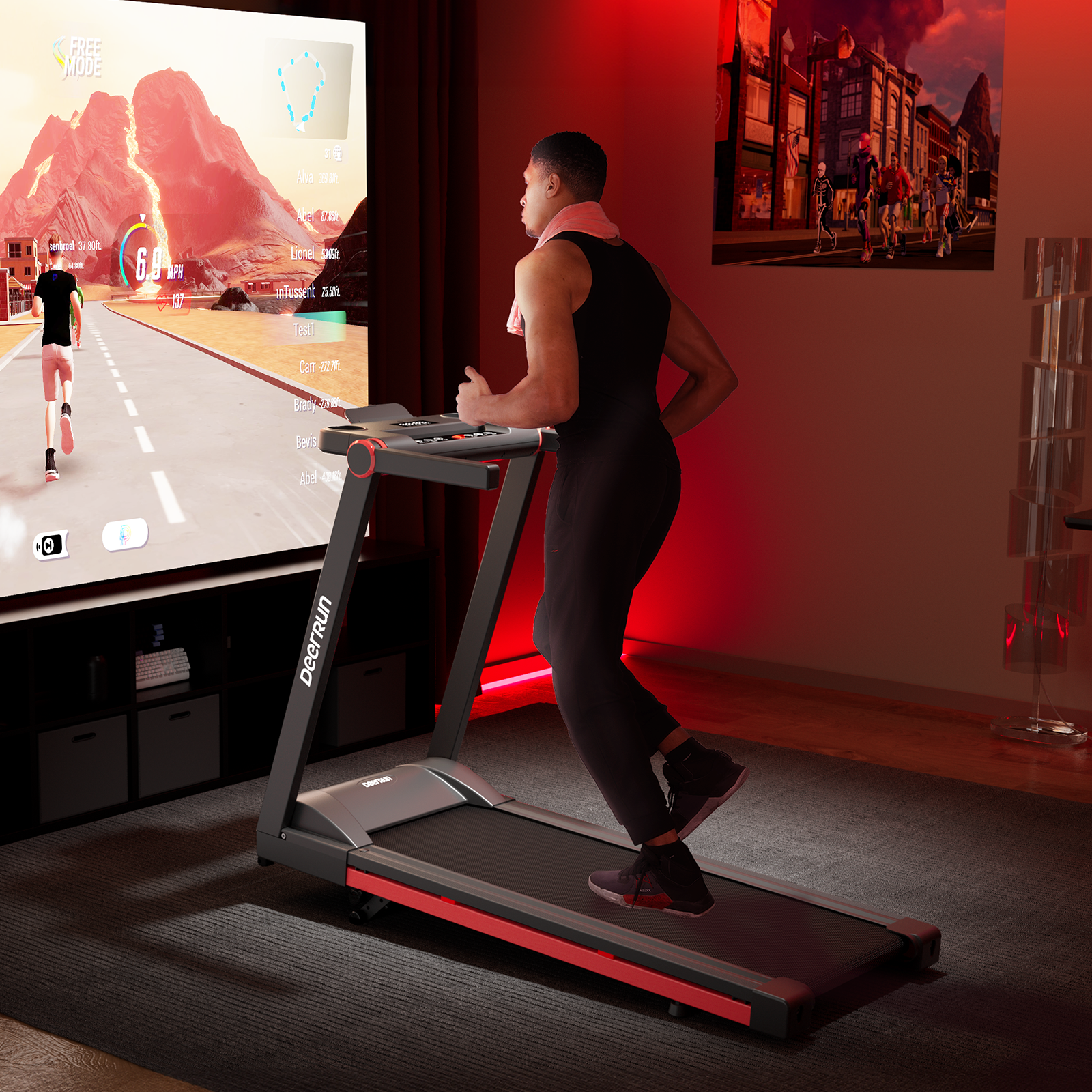 DeerRun A1 Pro Move+ – Tapis de course pliable avec inclinaison de 6 % | Puce de mise à niveau 2025 et prise en charge NFC | Capacité de charge de 158 kg, jusqu'à 16 km/h