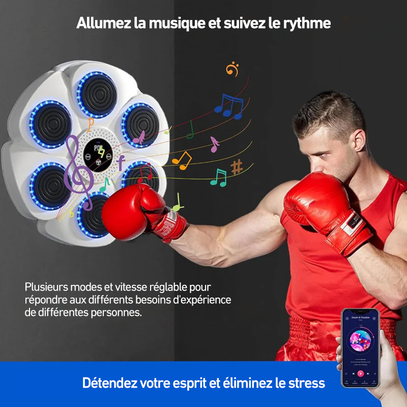 DeerRun Machine de boxe musicale intelligente (gants et câble de charge inclus)