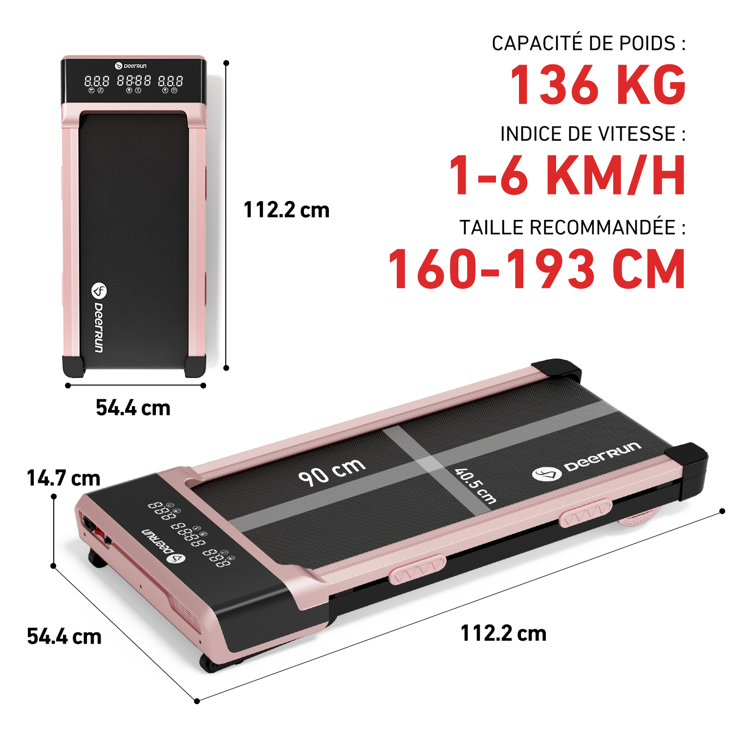DeerRun Z10 Tapis de course Smart Walk avec inclinaison automatique de 12 % et télécommande