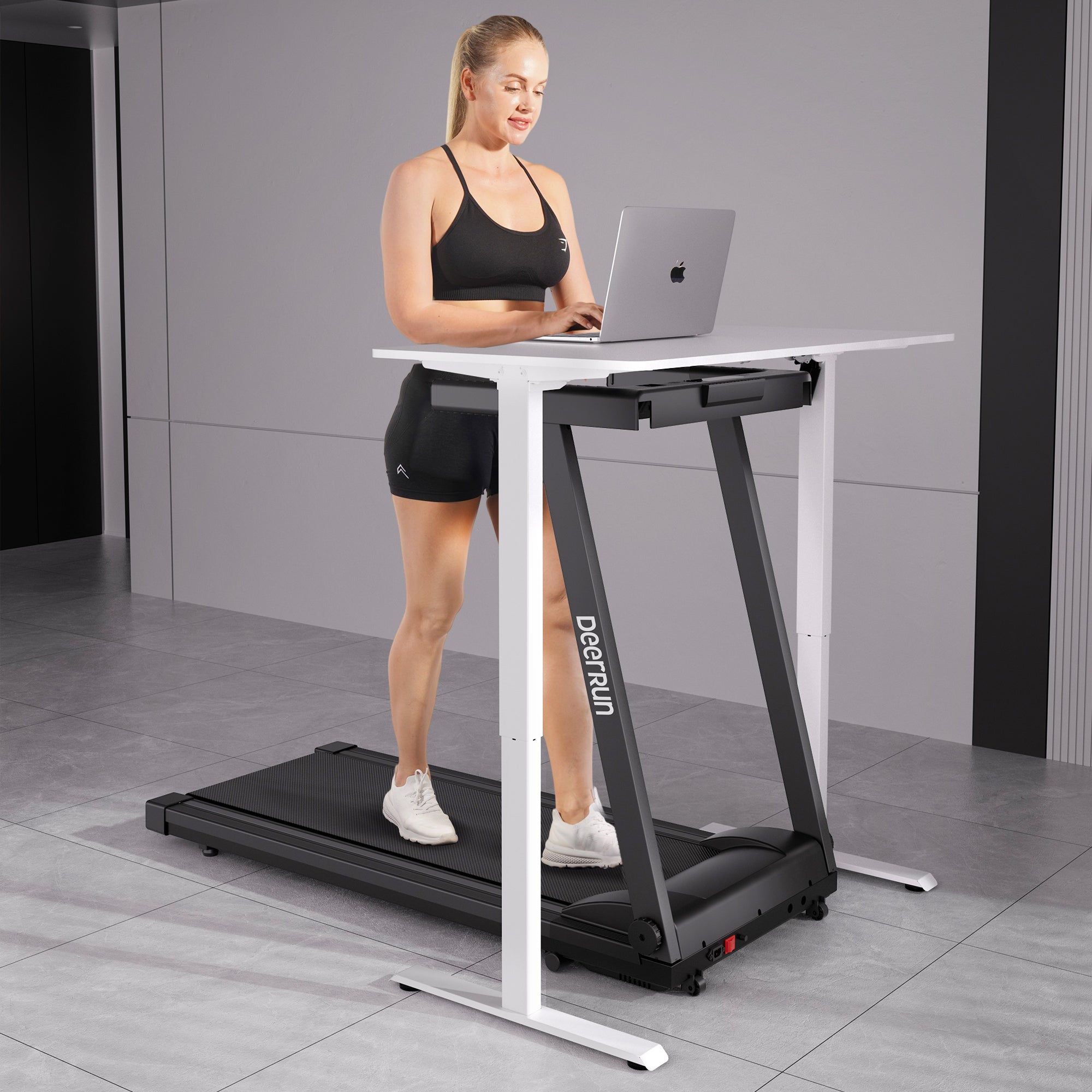 DeerRun A1 Urban-Tapis de course pliable intelligent avec inclinaison de 6 % et NFC | 158 kg, 16 km/h,Noir