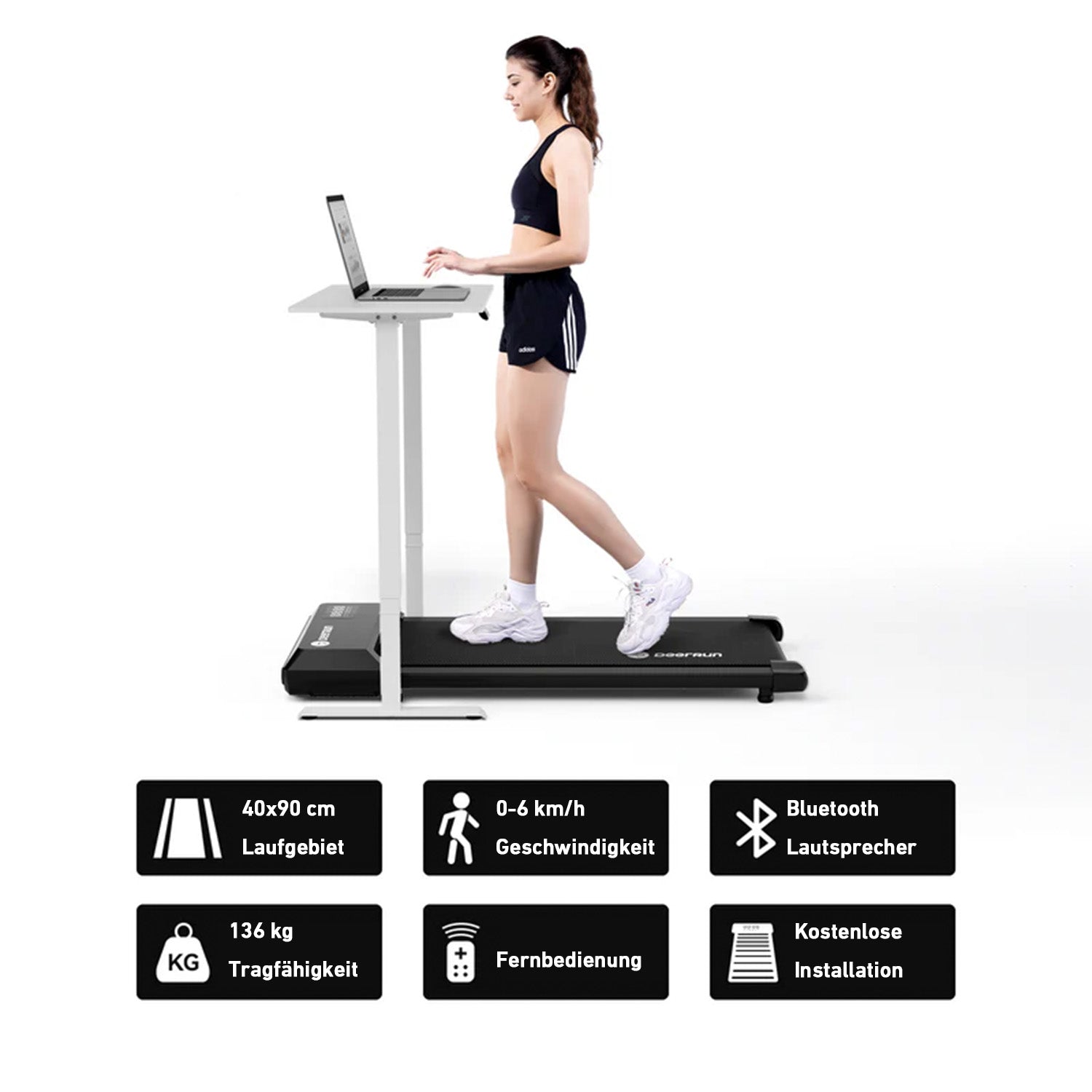 DeerRun Q1 Urban Upgrade | Tapis de course Smart Walk avec capacité de charge de 136 kg et télécommande