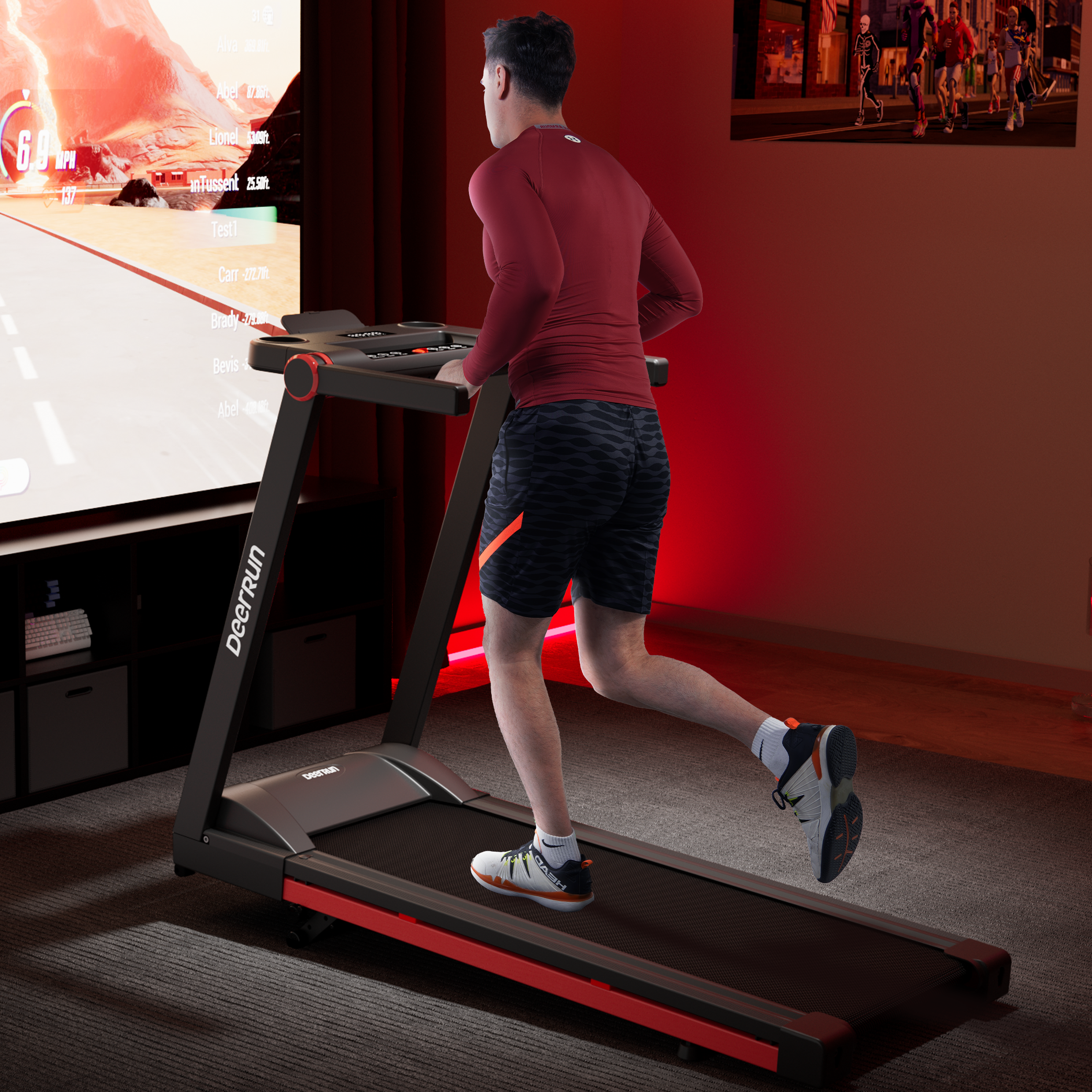 DeerRun A1 Pro Move+ – Tapis de course pliable avec inclinaison de 6 % | Puce de mise à niveau 2025 et prise en charge NFC | Capacité de charge de 158 kg, jusqu'à 16 km/h