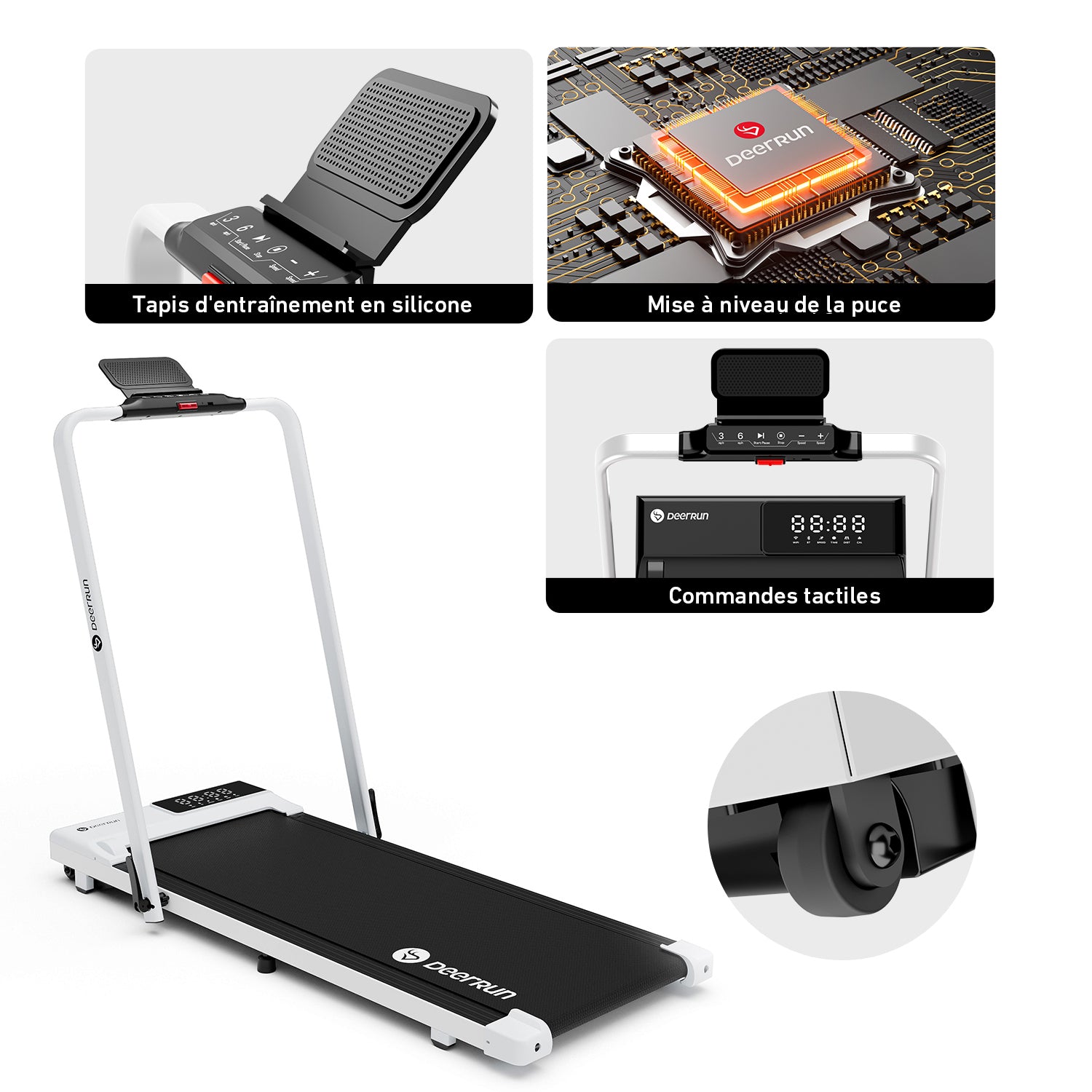 DeerRun A5 Pro Tapis de course intelligent 2-en-1 Energy-2025 | Puce de mise à niveau et prise en charge NFC, capacité de charge de 145 kg et télécommande