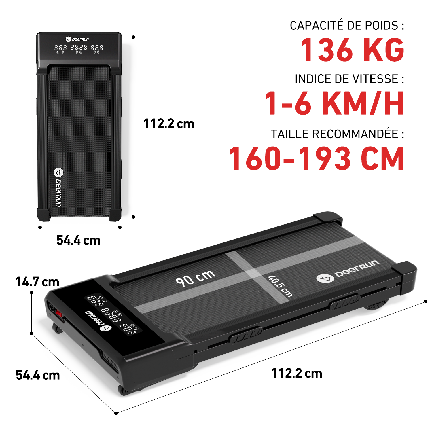 DeerRun Z10 Tapis de course Smart Walk avec inclinaison automatique de 12 % et télécommande