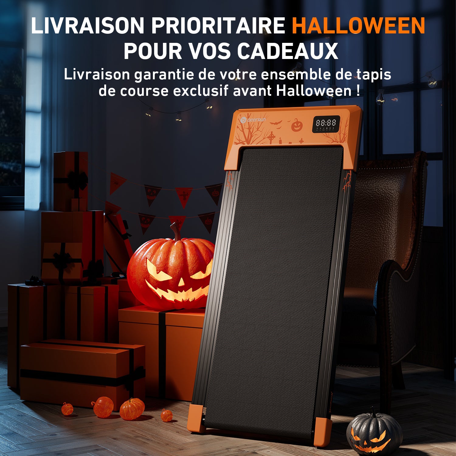 DeerRun Q1 Plus Halloween Edition Tapis de course - Cadeau de remise en forme et amélioration du style de vie