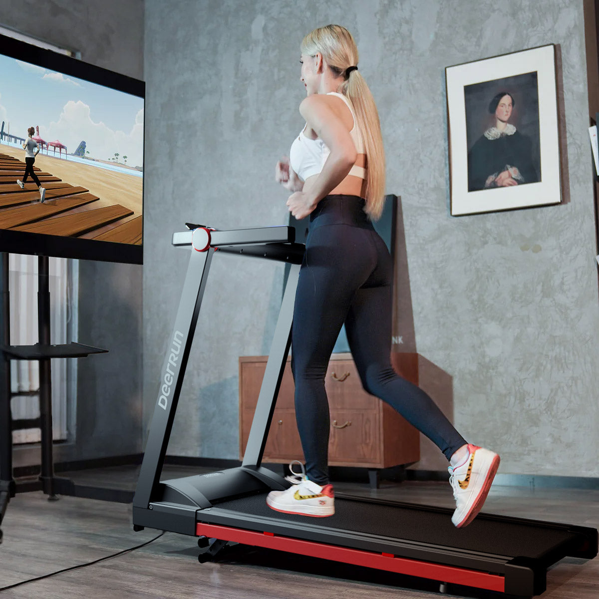 DeerRun A1 Pro Move+ –Tapis de course pliable avec inclinaison de 6 % | Puce de mise à niveau 2025 et prise en charge NFC | Capacité de charge de 158 kg, jusqu'à 16 km/h