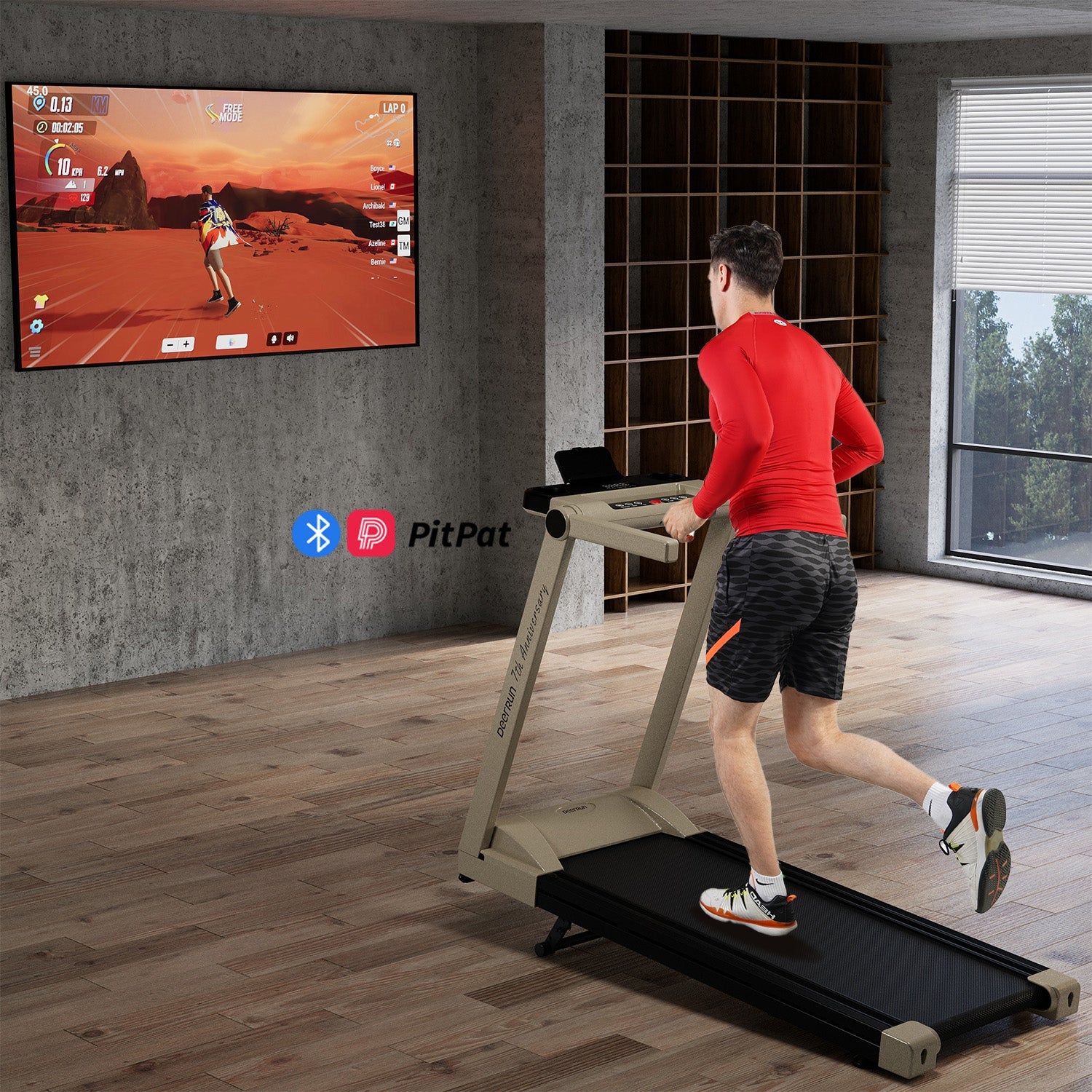 DeerRun A1 Pro Starlight-Tapis de course pliable Edition avec inclinaison de 6 %, Bluetooth et télécommande sans fil