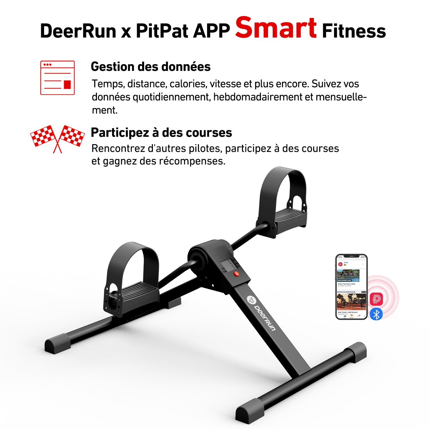 DeerRun O1 Vélo électrique placé sous la table, brûle des calories