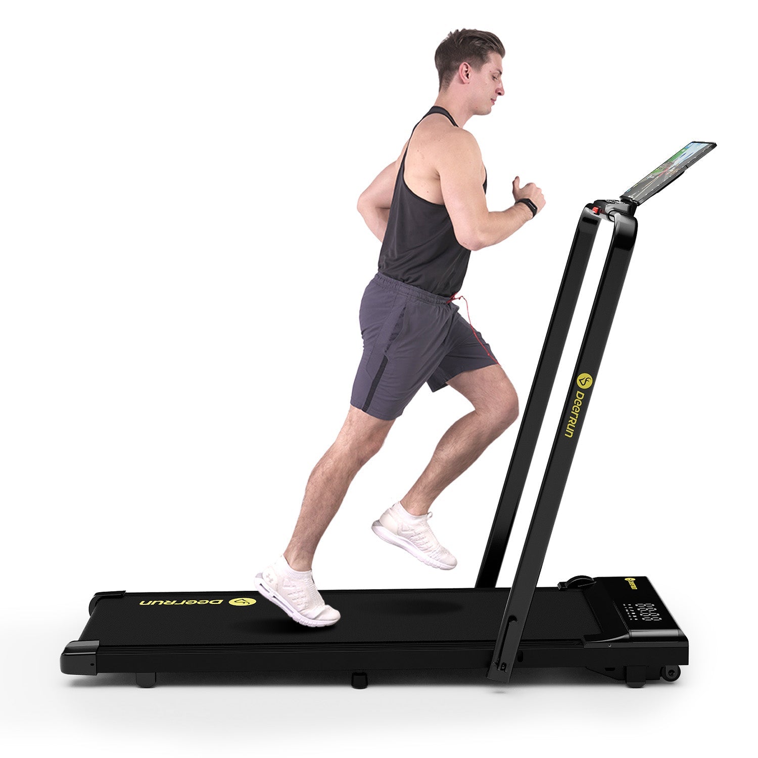 DeerRun A5 Pro Tapis de course intelligent 2 en 1 Energy-2025 Noir | Capacité de charge améliorée de 145 kg Offre Flash – Pour une durée limitée seulement