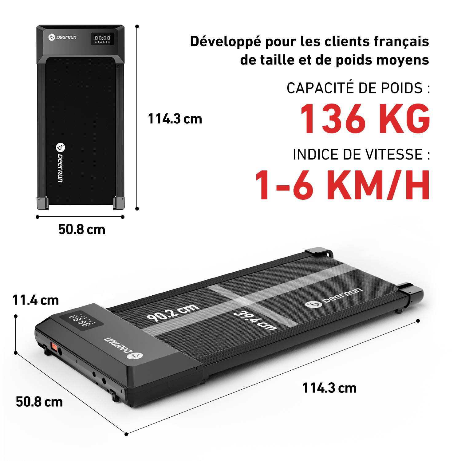 DeerRun Q1 Urban Smart Walk Tapis de course avec 136kg