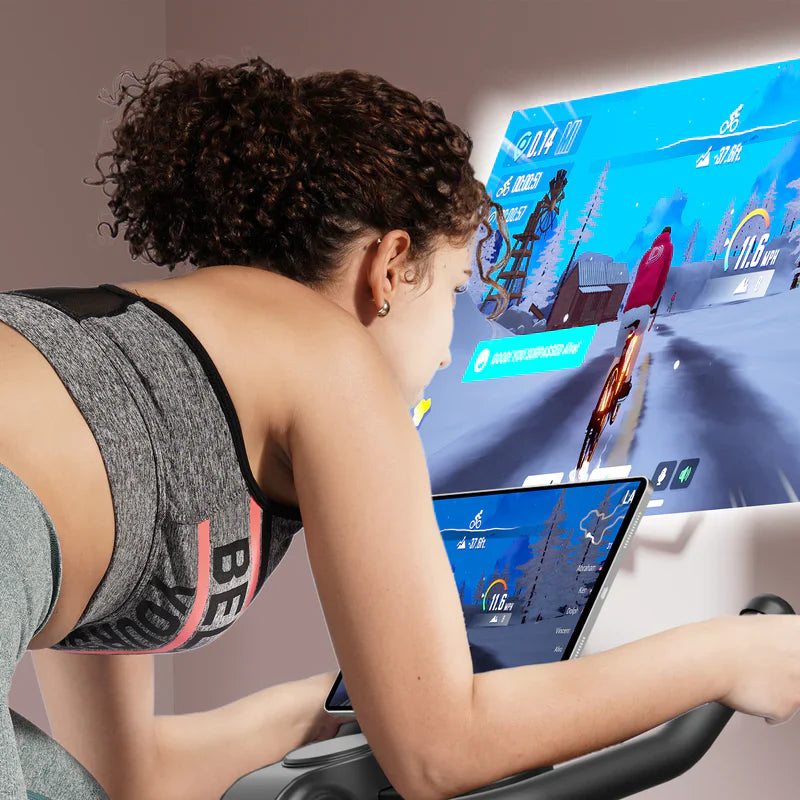 DeerRun S500 Vélo d'intérieur intelligent Rose avec résistance magnétique réglable, ceinture silencieuse et application PitPat