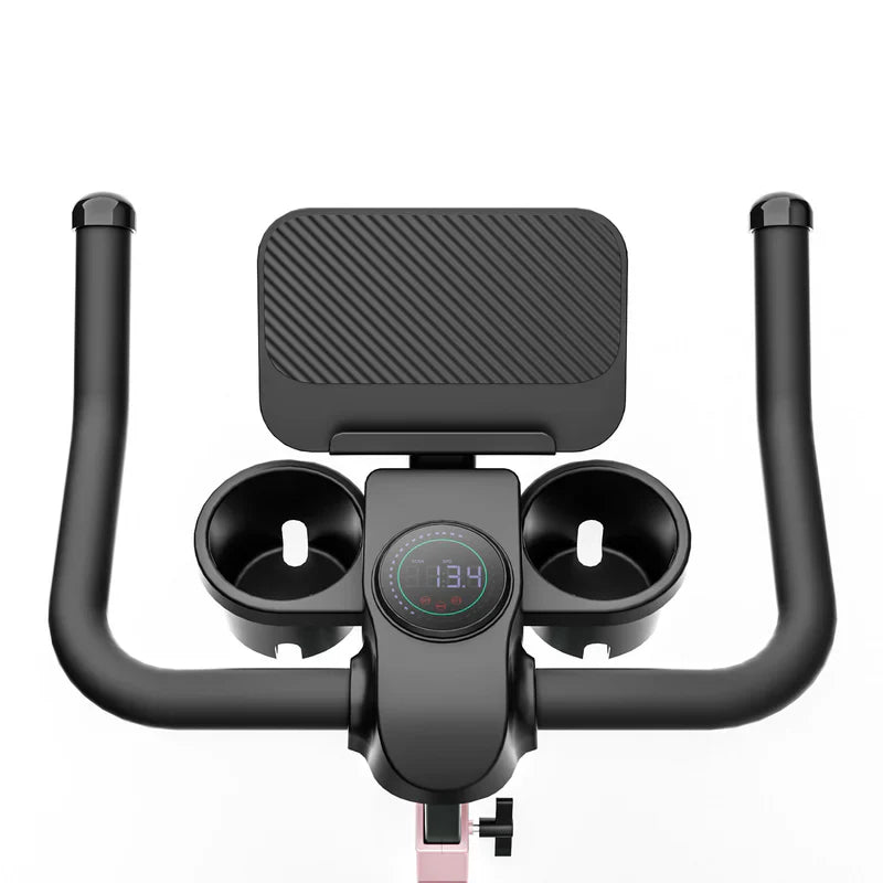 DeerRun S500 Vélo d'intérieur intelligent Rose avec résistance magnétique réglable, ceinture silencieuse et application PitPat