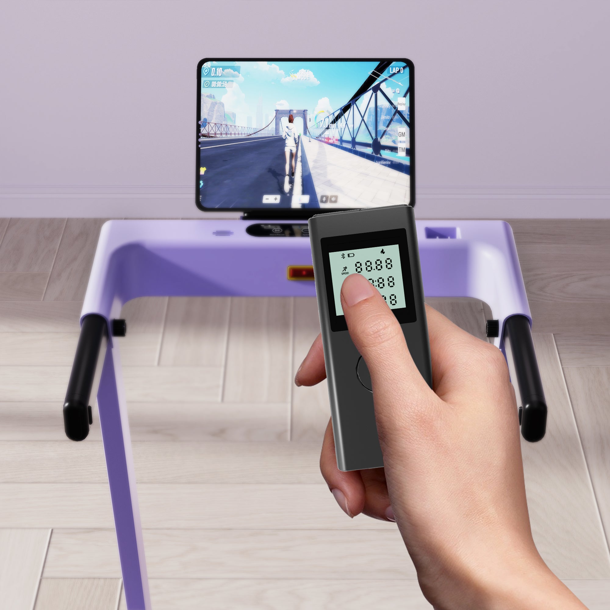 DeerRun A1 Urban-Tapis de course pliable intelligent avec inclinaison de 6 % et NFC | 150 kg, 16 km/h,Violet