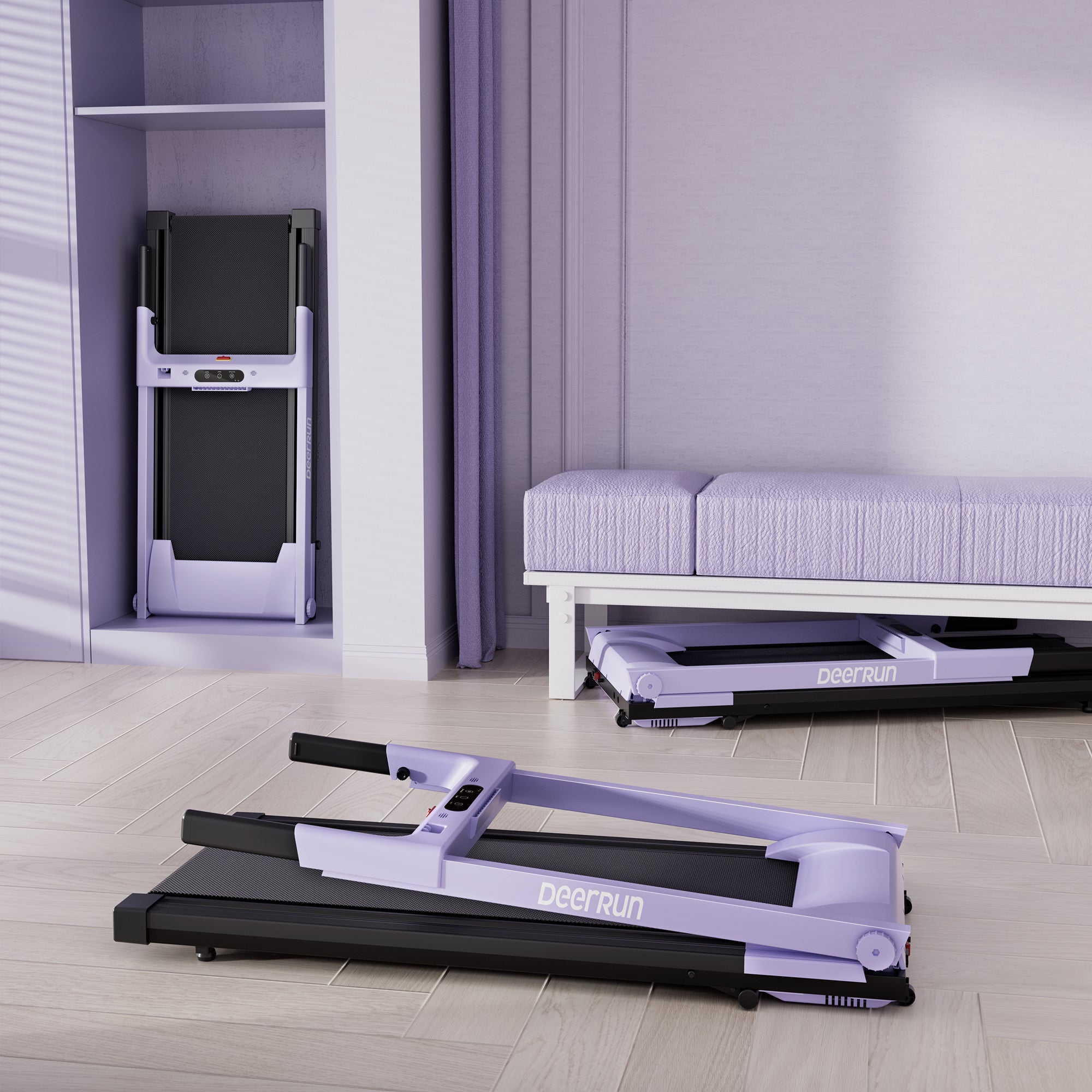 DeerRun A1 Urban-Tapis de course pliable intelligent avec inclinaison de 6 % et NFC | 150 kg, 16 km/h,Violet