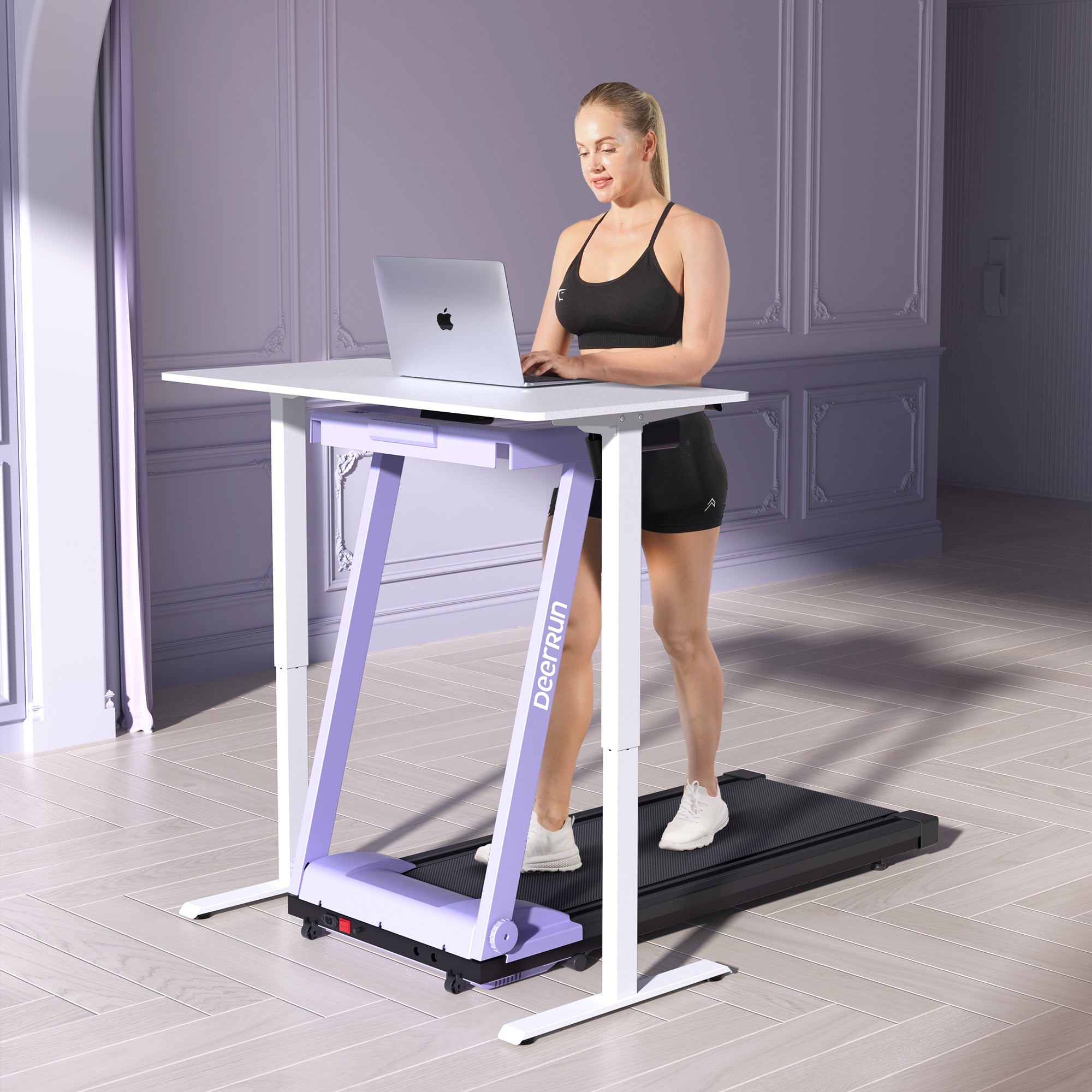 DeerRun A1 Urban-Tapis de course pliable intelligent avec inclinaison de 6 % et NFC | 150 kg, 16 km/h,Violet