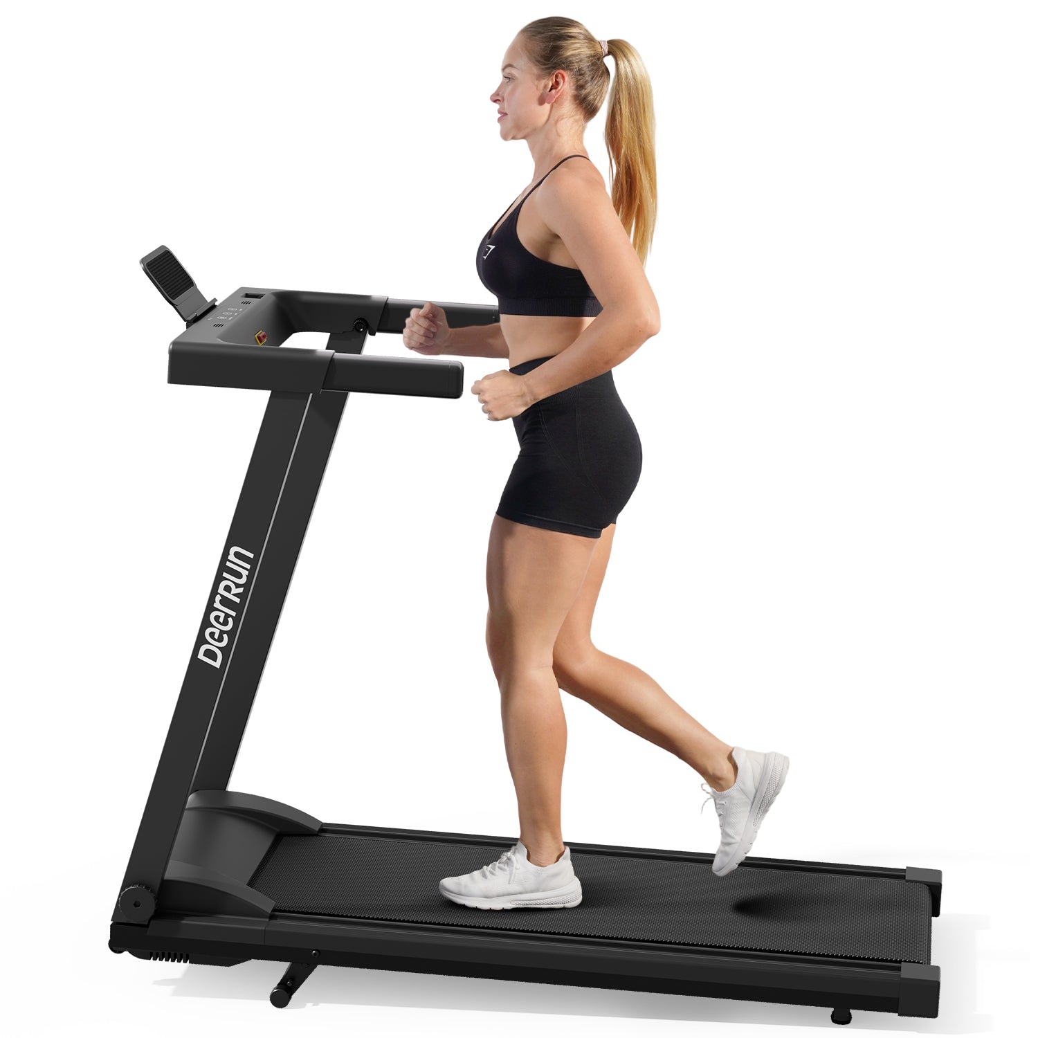 DeerRun A1 Urban-Tapis de course pliable intelligent avec inclinaison de 6 % et NFC | 158 kg, 16 km/h,Noir