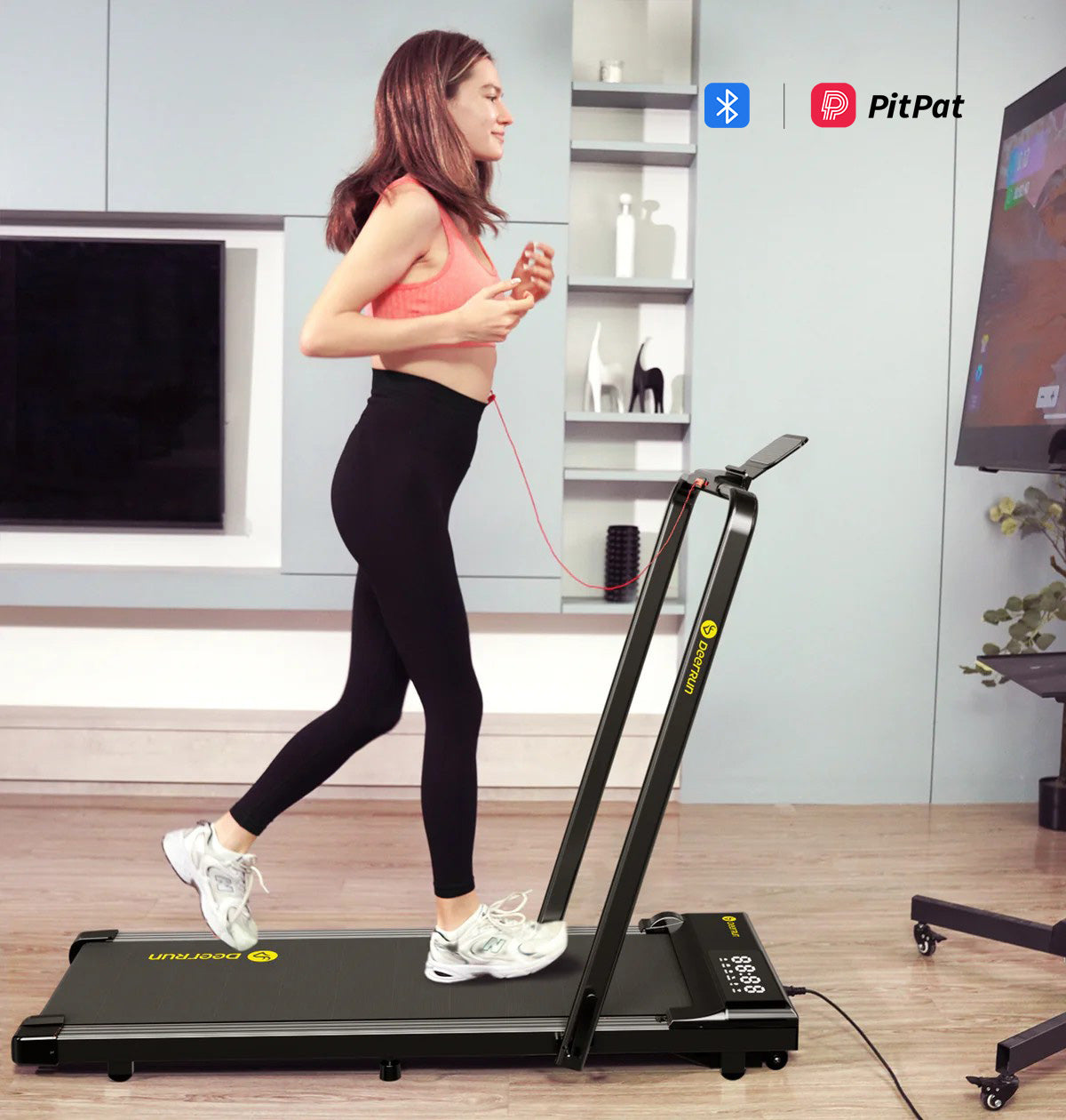 DeerRun A5 Pro Tapis de course intelligent 2 en 1 Energy-2025 Noir | Capacité de charge améliorée de 145 kg Offre Flash – Pour une durée limitée seulement