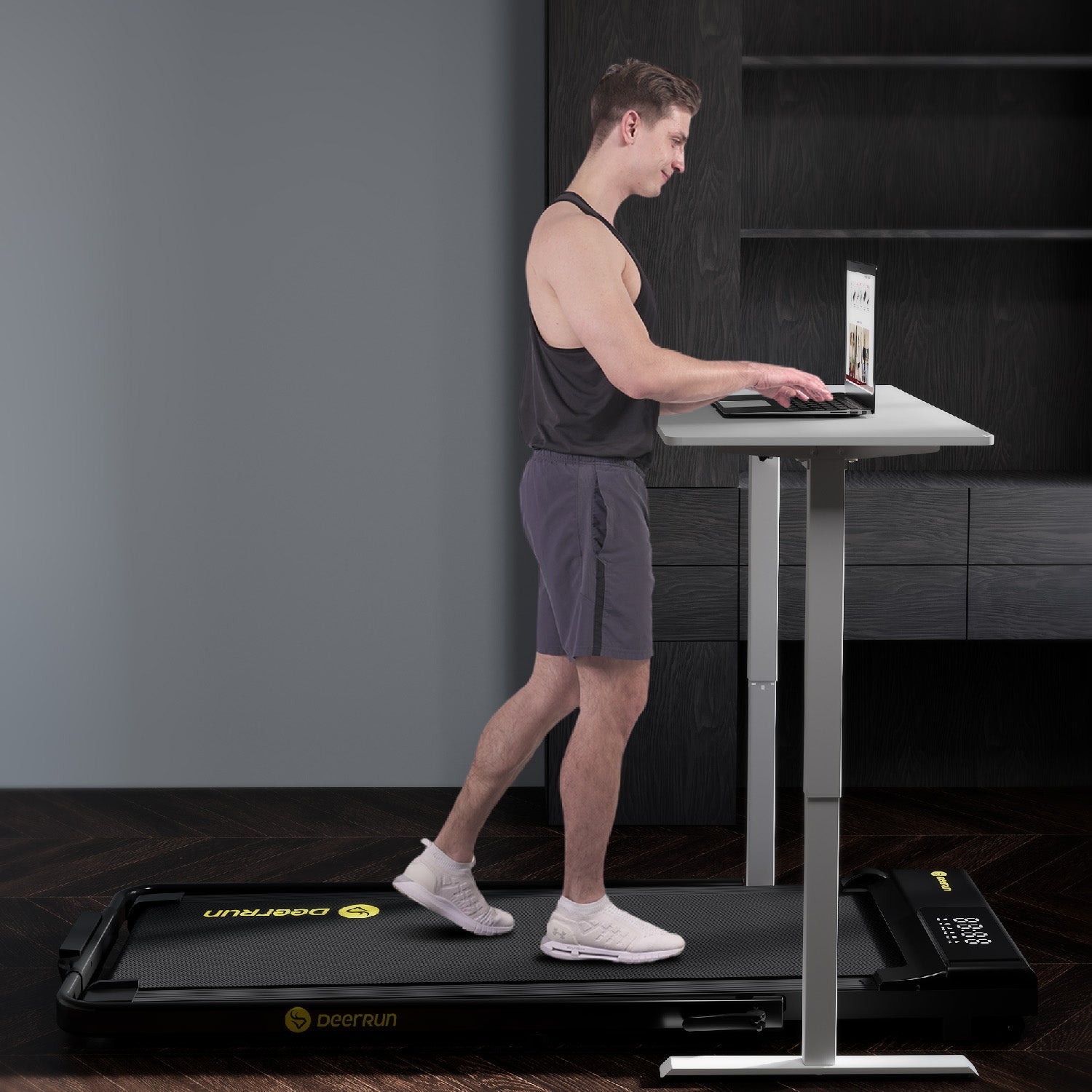 DeerRun A5 Pro Tapis de course intelligent 2 en 1 Energy-2025 Noir | Capacité de charge améliorée de 145 kg Offre Flash – Pour une durée limitée seulement
