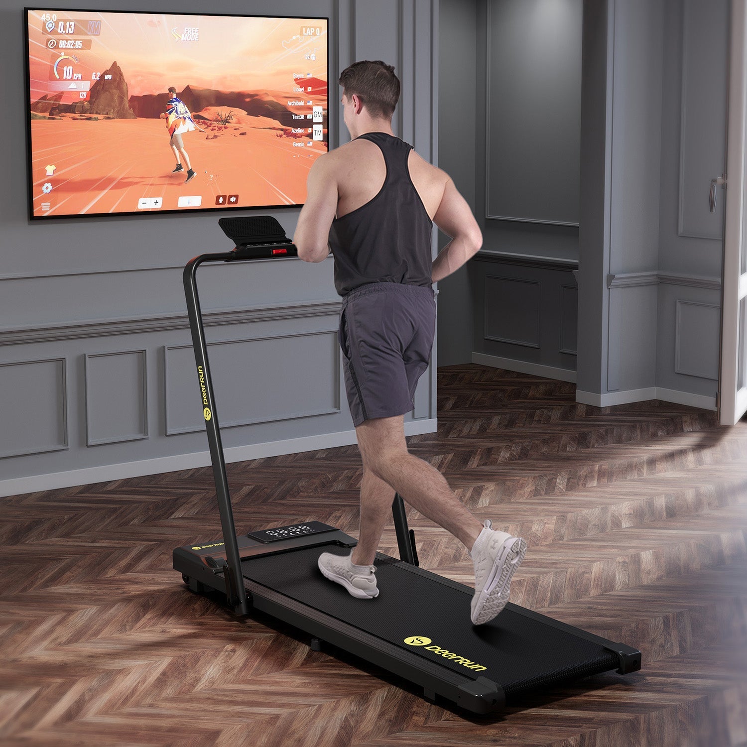 DeerRun A5 Pro Tapis de course intelligent 2 en 1 Energy-2025 Noir | Capacité de charge améliorée de 145 kg Offre Flash – Pour une durée limitée seulement