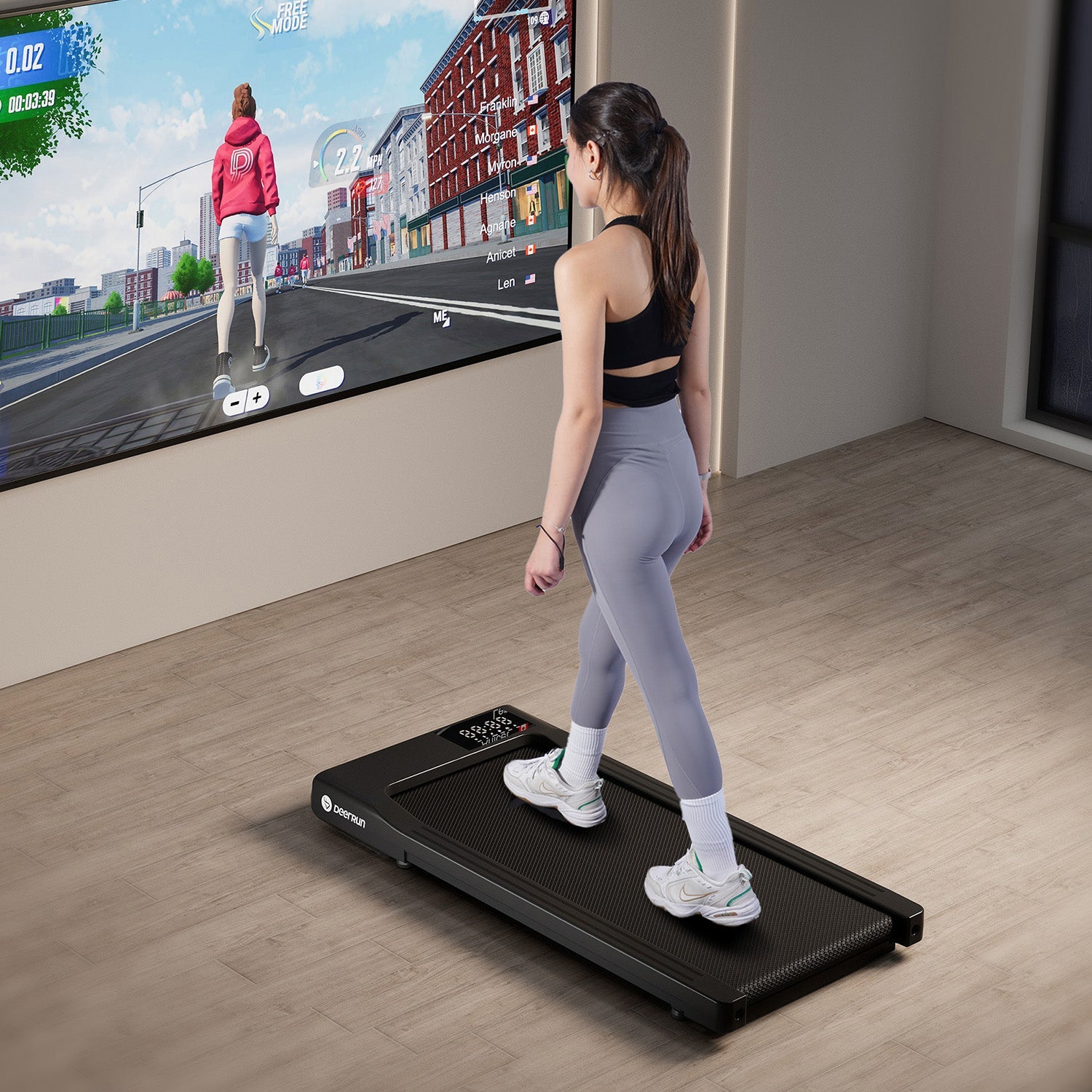 DeerRun Q1 Classic Plus – Tapis de course intelligent avec une plus grande surface de course, une capacité de charge de 158 kg et une télécommande