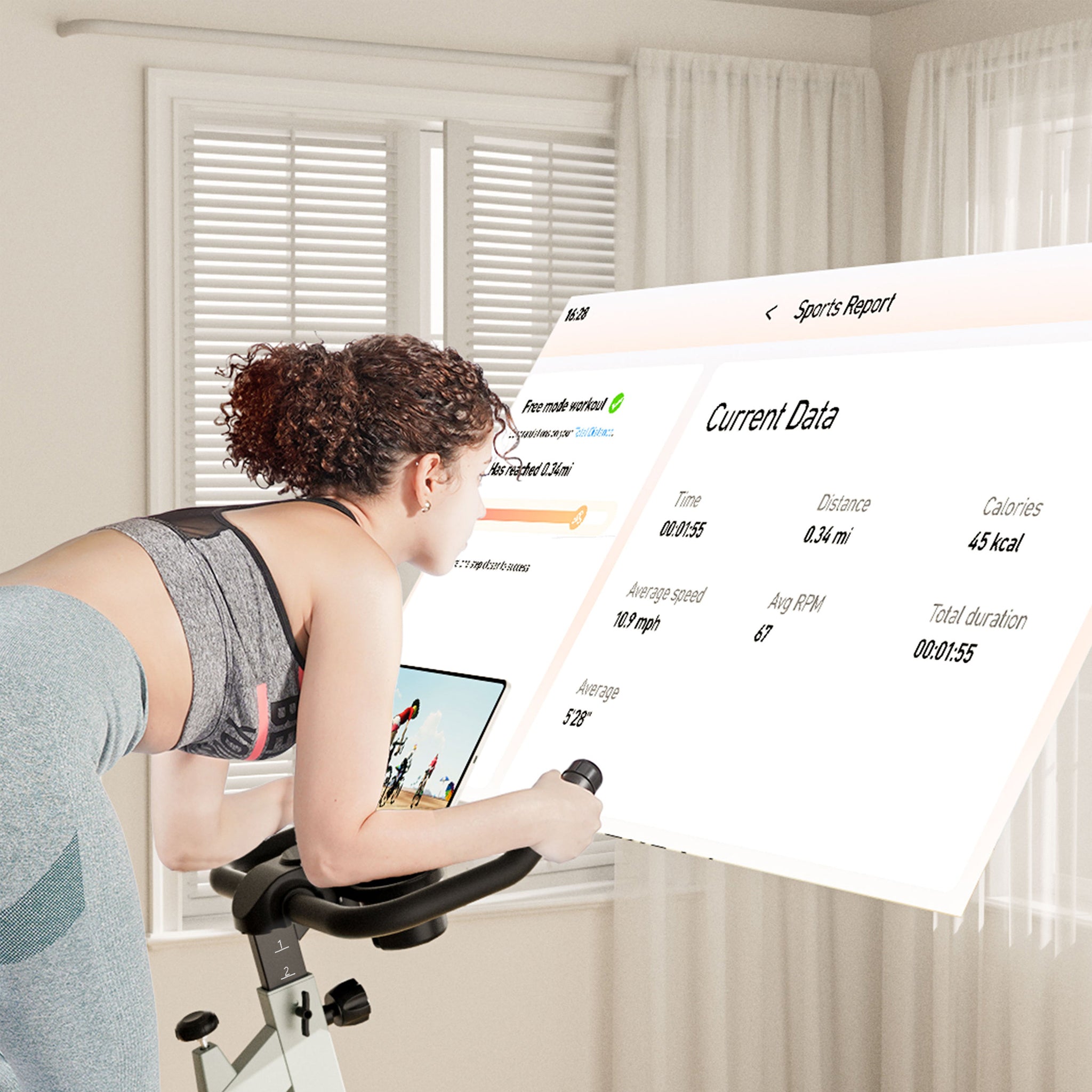 DeerRun S500 Vélo d'intérieur intelligent avec résistance magnétique réglable et ceinture silencieuse et application PitPat