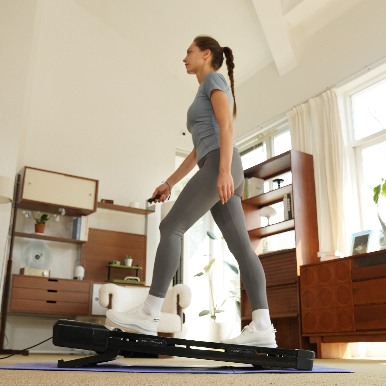DeerRun Z10 Tapis de course Smart Walk avec inclinaison automatique de 12 % et télécommande
