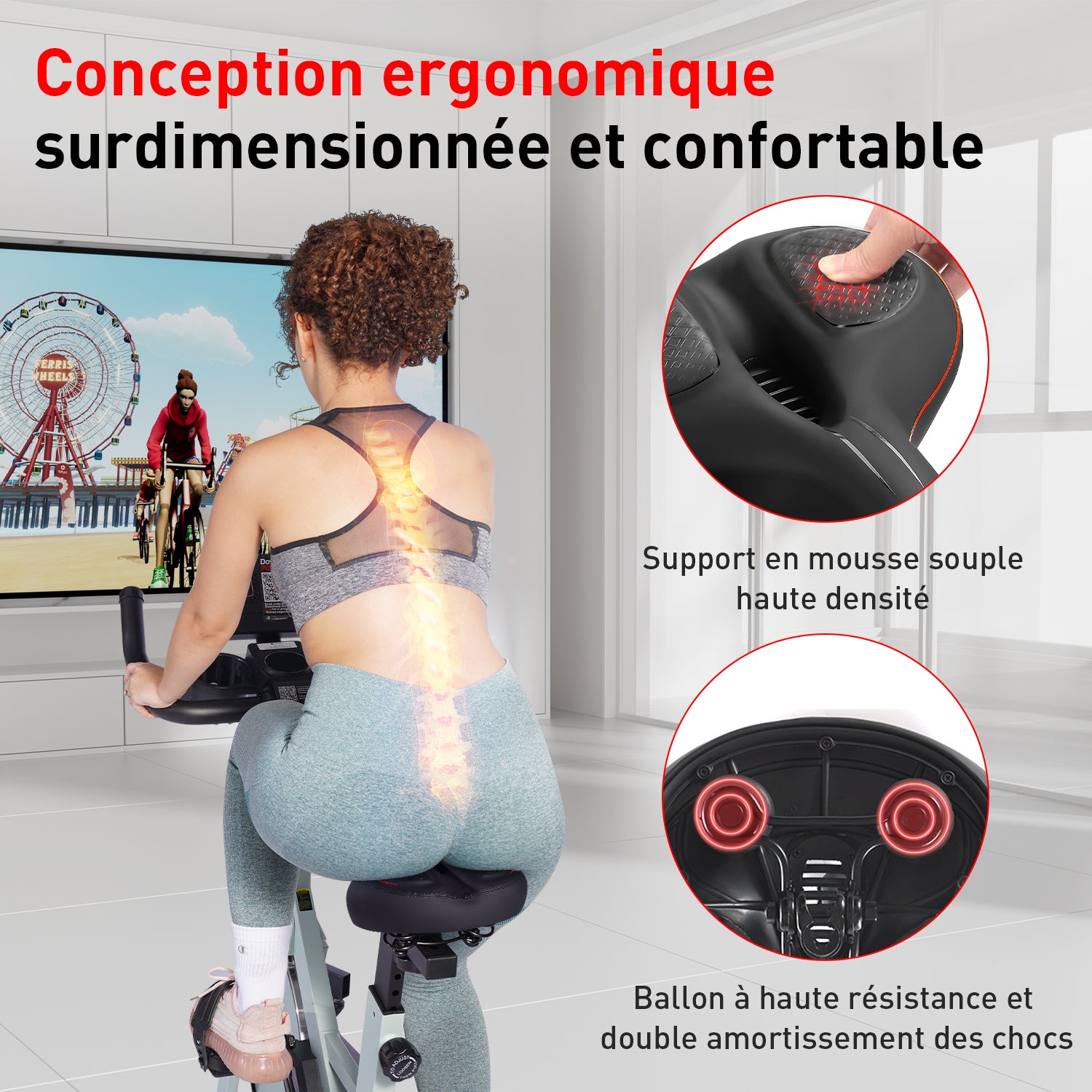 DeerRun Siège de vélo surdimensionné pour vélo intelligent DeerRun, conception ergonomique et coussin de siège confortable