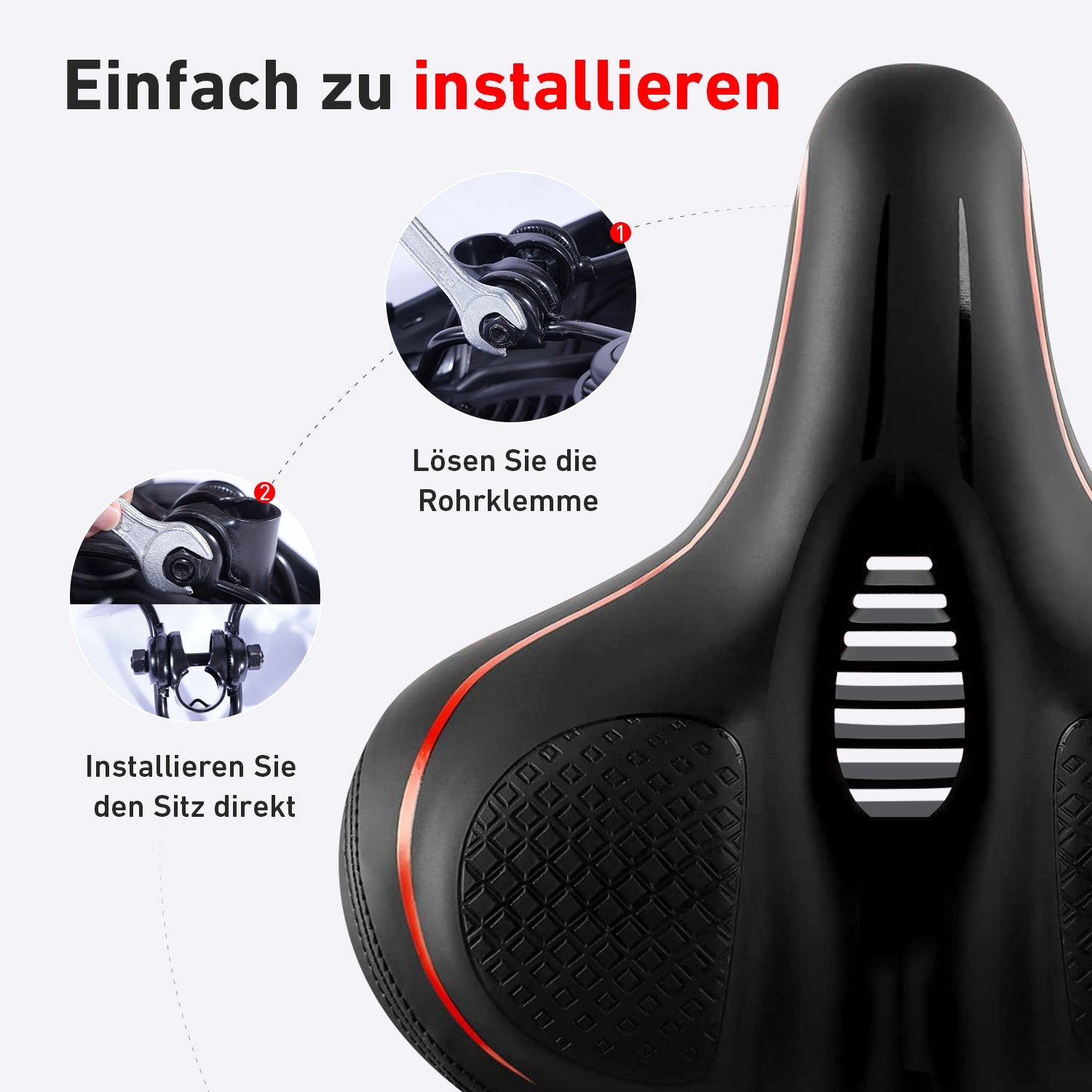 DeerRun Siège de vélo surdimensionné pour vélo intelligent DeerRun, conception ergonomique et coussin de siège confortable