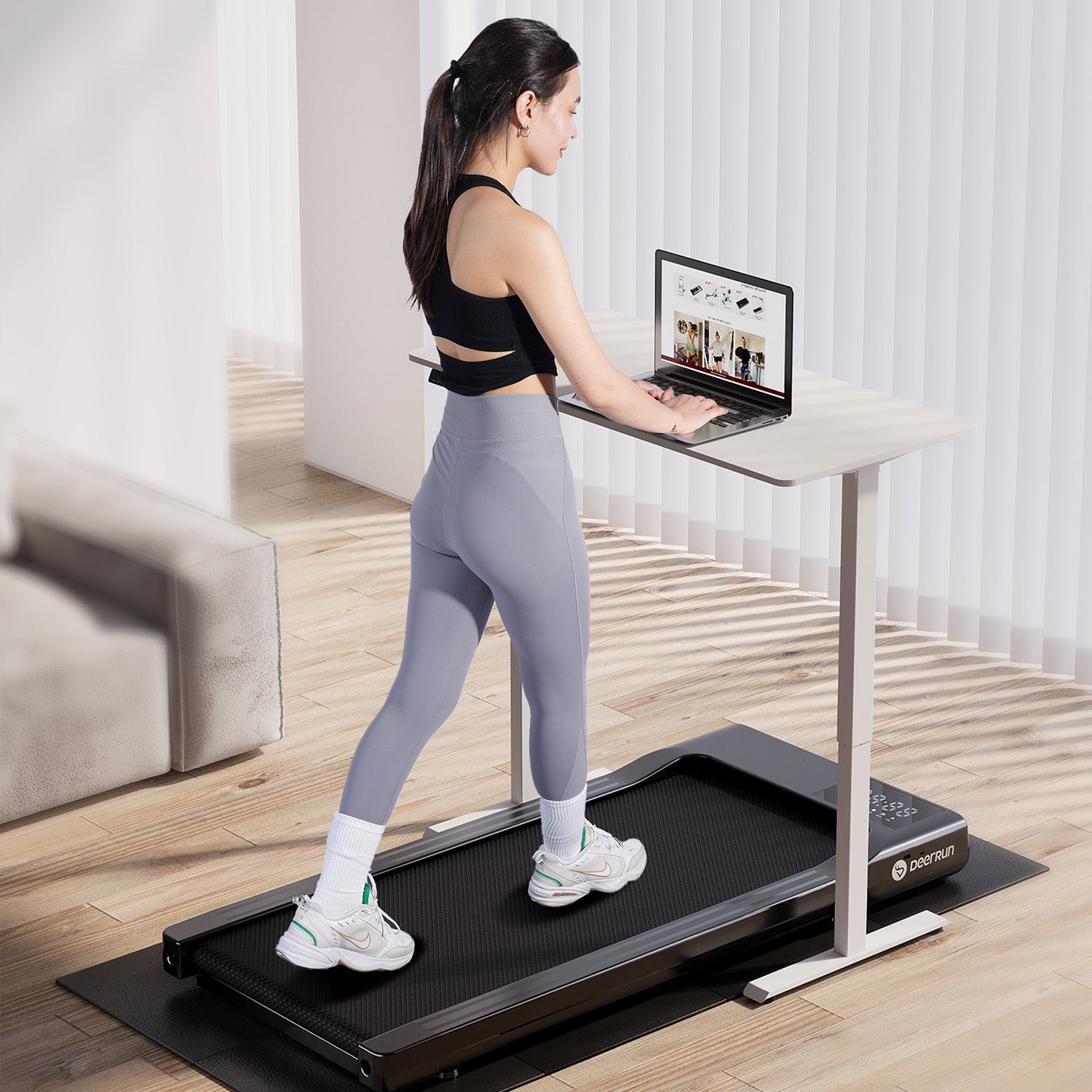 DeerRun Q1 Classic Plus – Tapis de course intelligent avec une plus grande surface de course, une capacité de charge de 158 kg et une télécommande