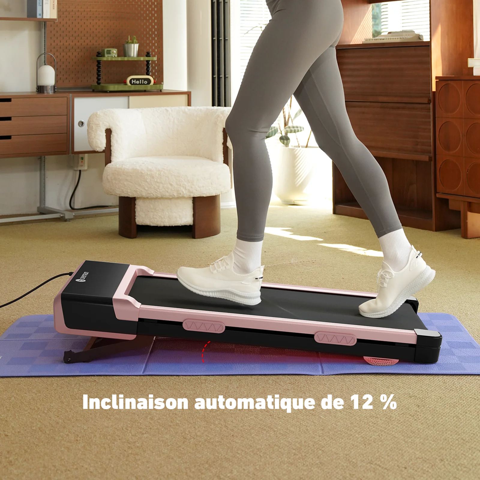 DeerRun Z10 Tapis de course Smart Walk avec inclinaison automatique de 12 % et télécommande
