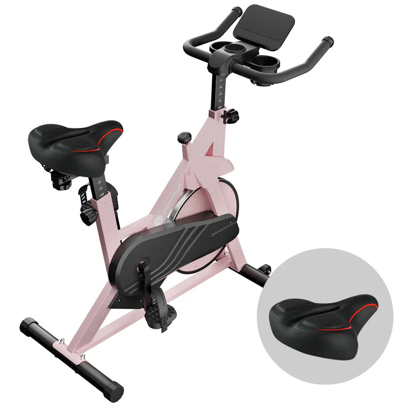 DeerRun S500 Vélo d'intérieur intelligent Rose avec résistance magnétique réglable, ceinture silencieuse et application PitPat