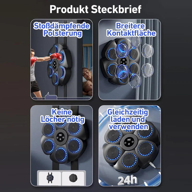 DeerRun Machine de boxe musicale intelligente (gants et câble de charge inclus)