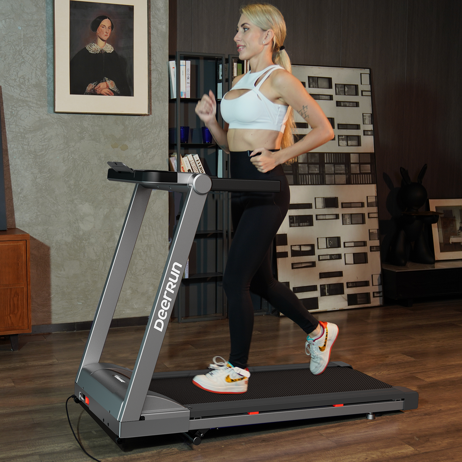 DeerRun A1 Pro Tapis de course intelligent avec inclinaison de 6 % et tapis de course