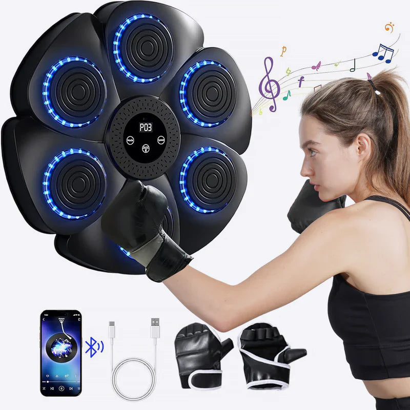 DeerRun Machine de boxe musicale intelligente (gants et câble de charge inclus)