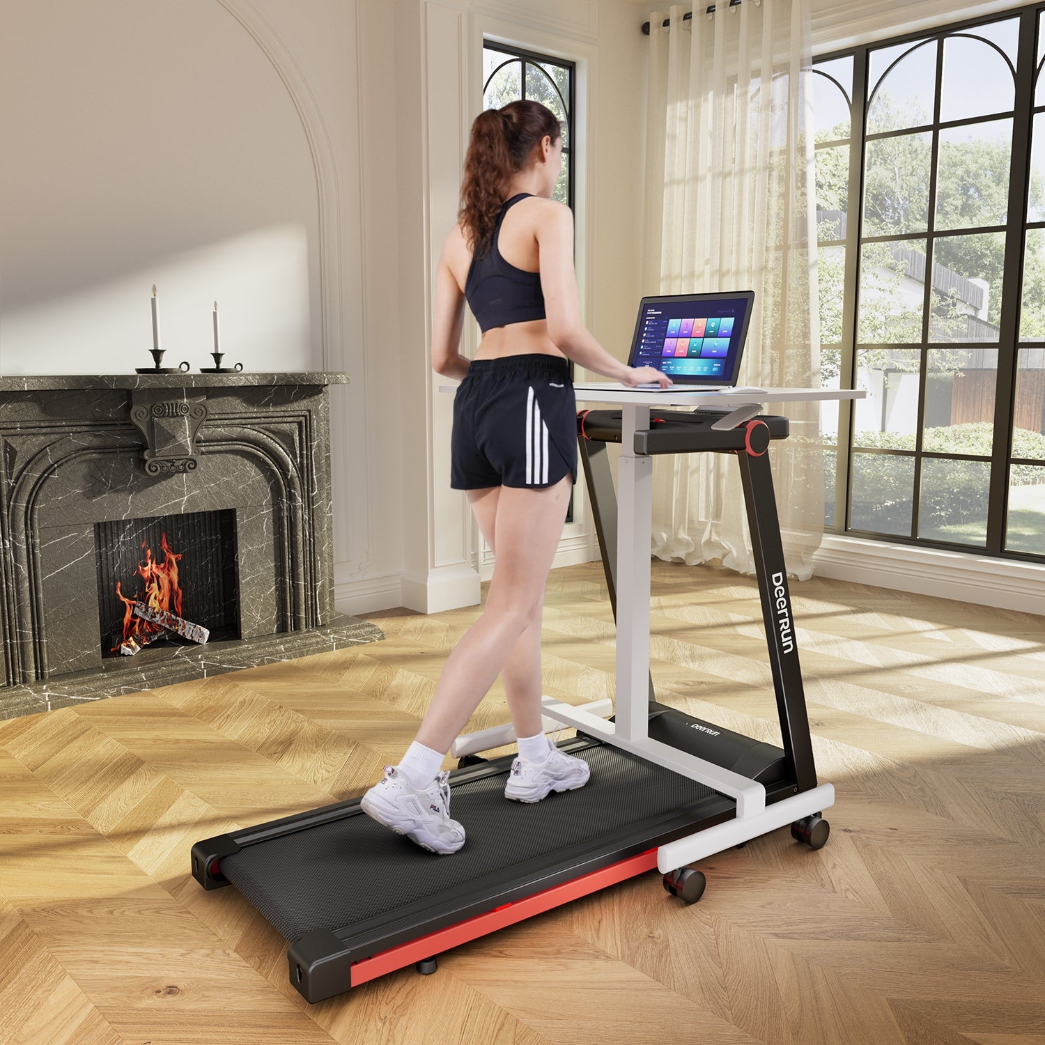 DeerRun A1 Pro Tapis de course intelligent avec combinaison de réglages pour travailler à domicile