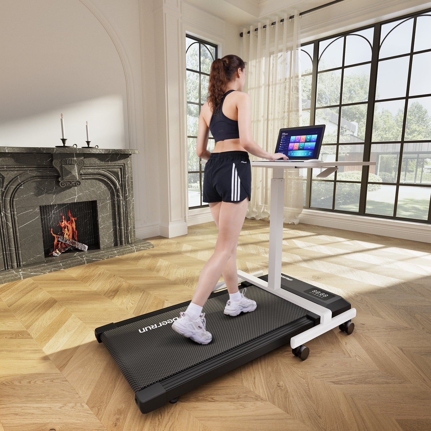 DeerRun Q1 Urban Smart Walk Tapis de course avec combinaison de réglages pour travailler à domicile