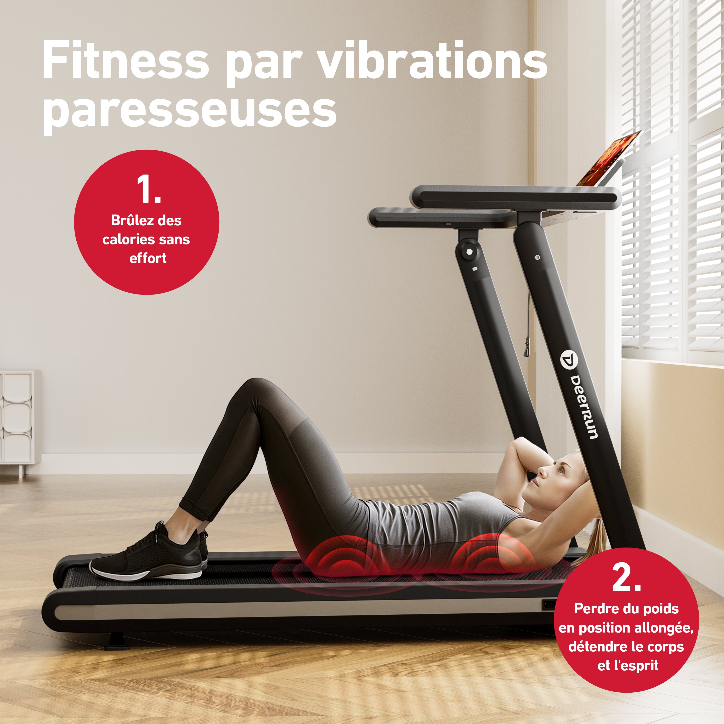 DeerRun X20 Smart Tapis de course professionnel - inclinaison de 15 %, jusqu'à 18 km/h, grande surface de course