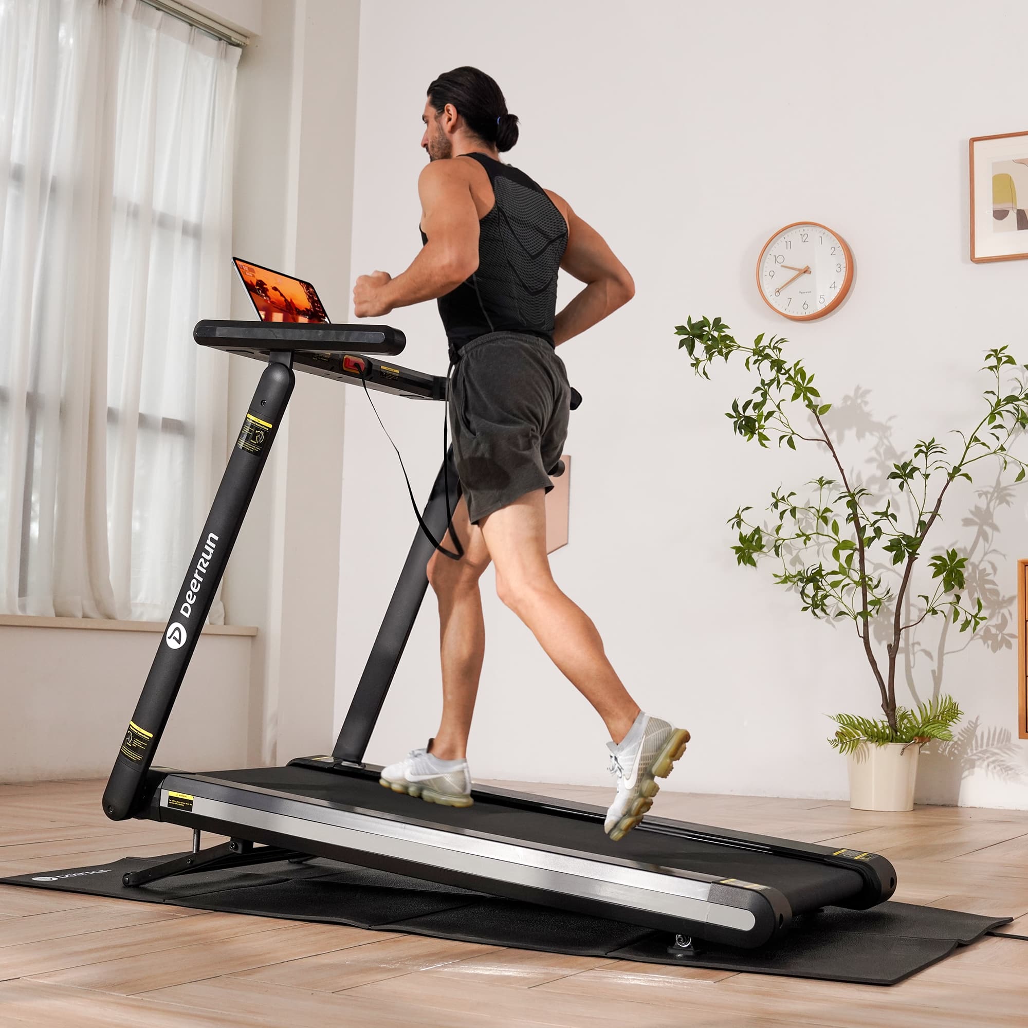 DeerRun X20 Smart Tapis de course professionnel - inclinaison de 15 %, jusqu'à 18 km/h, grande surface de course