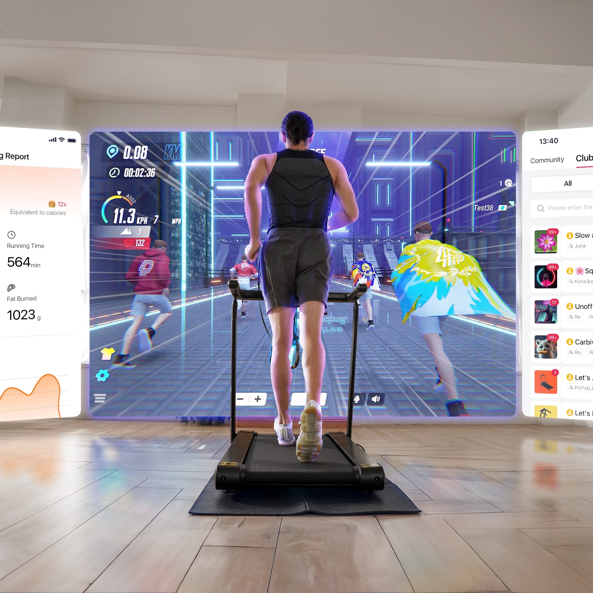 DeerRun X20 Smart Tapis de course professionnel - inclinaison de 15 %, jusqu'à 18 km/h, grande surface de course