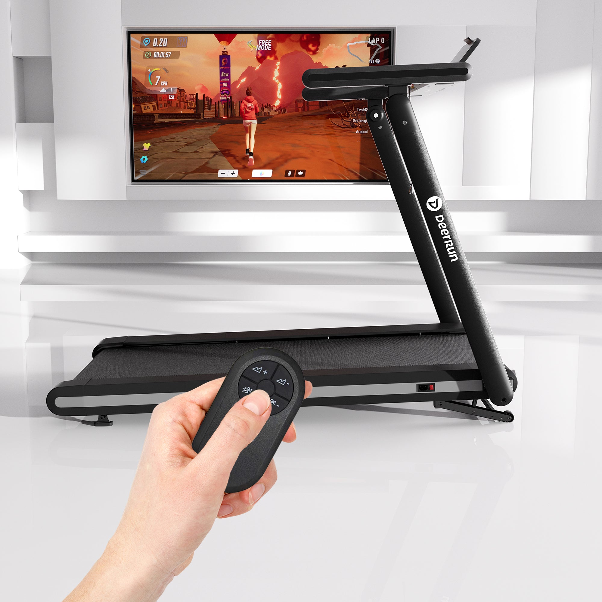 DeerRun X20 Smart Tapis de course professionnel - inclinaison de 15 %, jusqu'à 18 km/h, grande surface de course