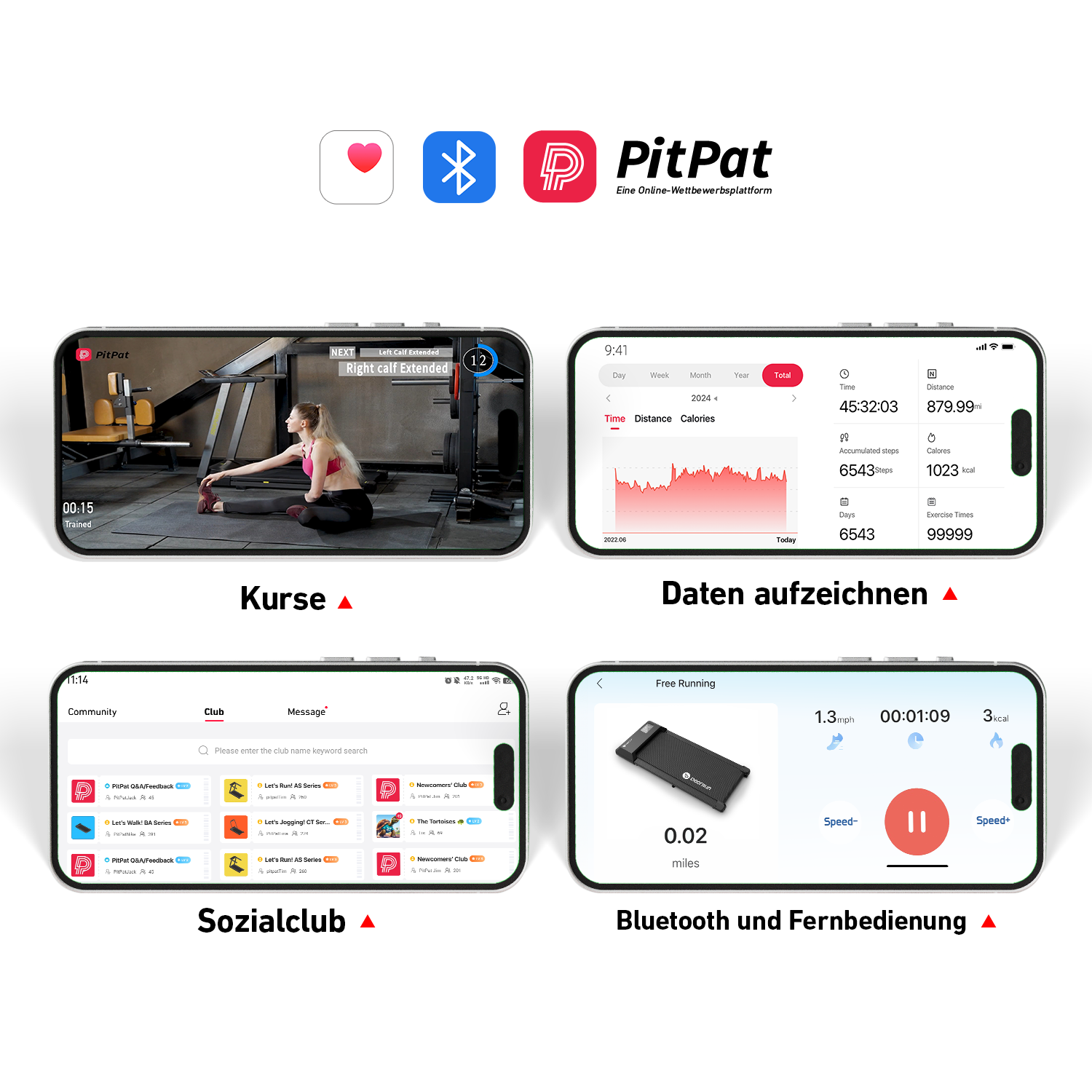 DeerRun Q2 Urban Tapis de marche avec inclinaison Télécommande pour tapis de course