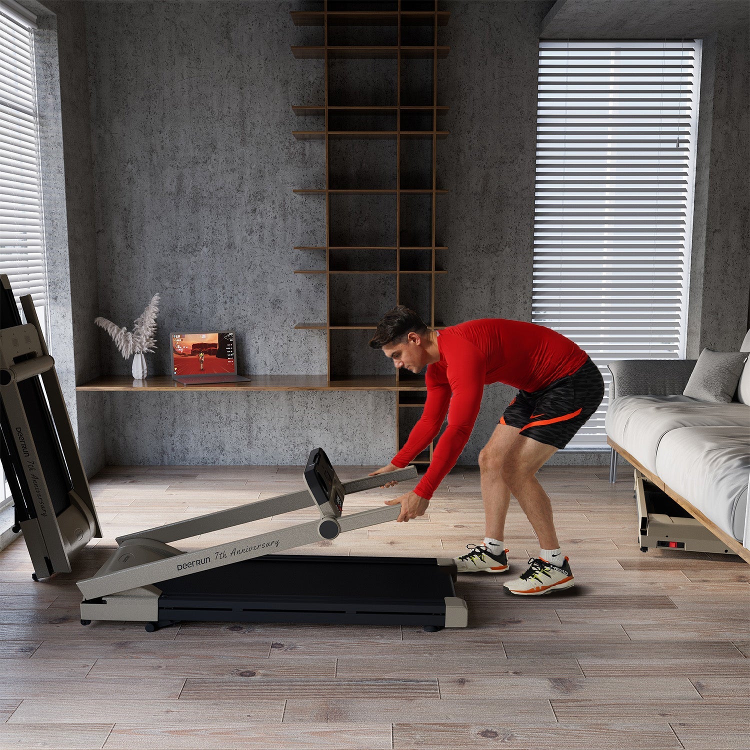 DeerRun A1 Pro Starlight-Tapis de course pliable Edition avec inclinaison de 6 %, Bluetooth et télécommande sans fil