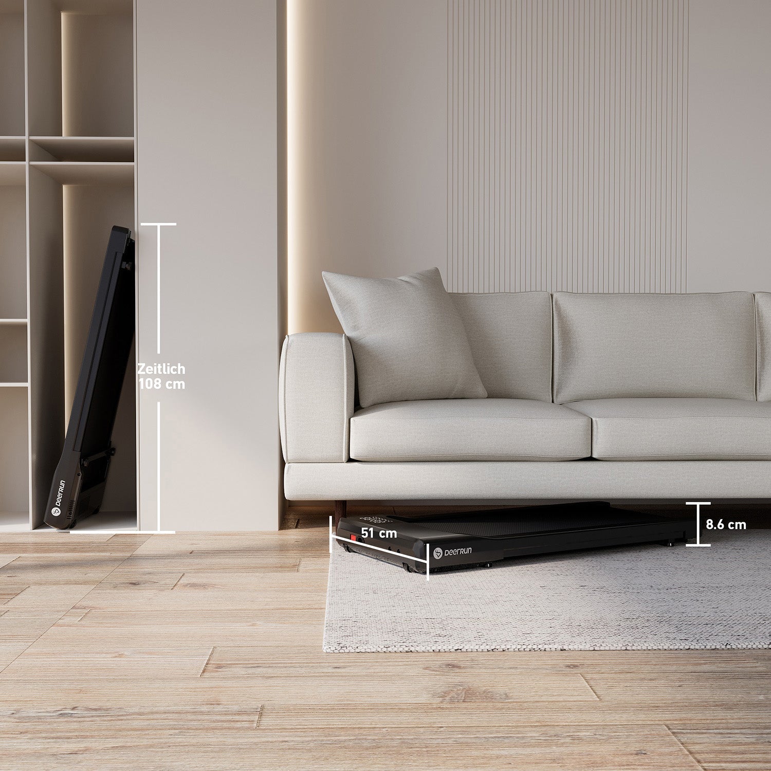 DeerRun Q1 Classic Plus – Tapis de course intelligent avec une plus grande surface de course, une capacité de charge de 158 kg et une télécommande