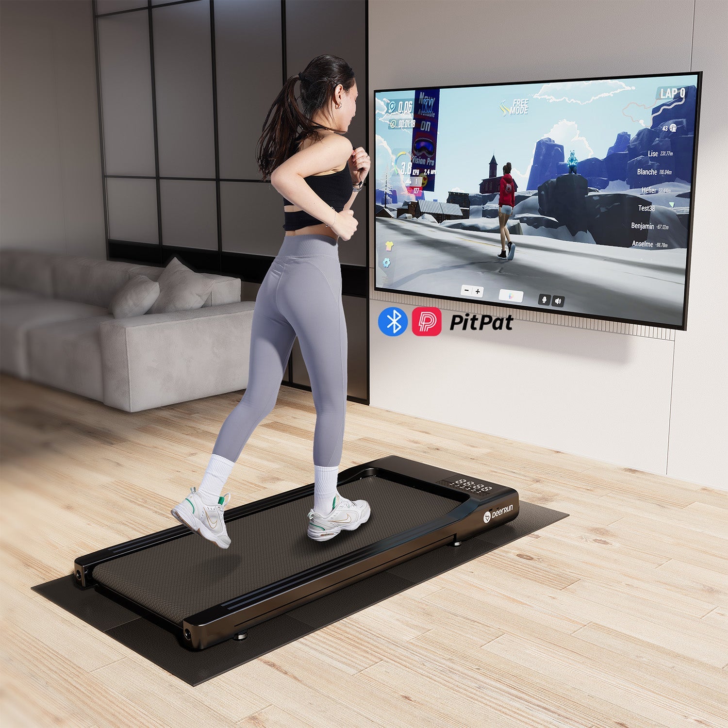 DeerRun Q1 Classic Plus – Tapis de course intelligent avec une plus grande surface de course, une capacité de charge de 158 kg et une télécommande